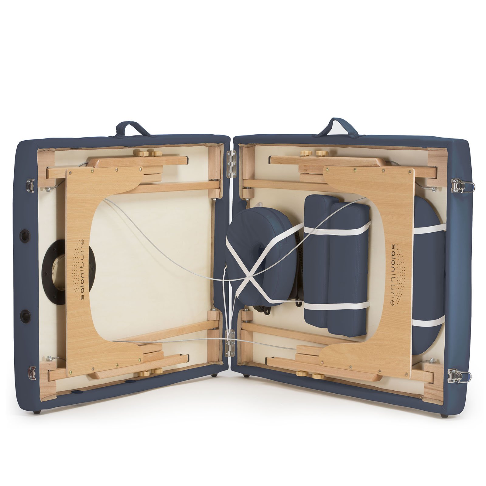 Saloniture Professional Portable Folding Massage Table with Carrying Case - Blue | Lightweight & Adjustable for Home Spa, Physical Therapy & Mobile Massage Services