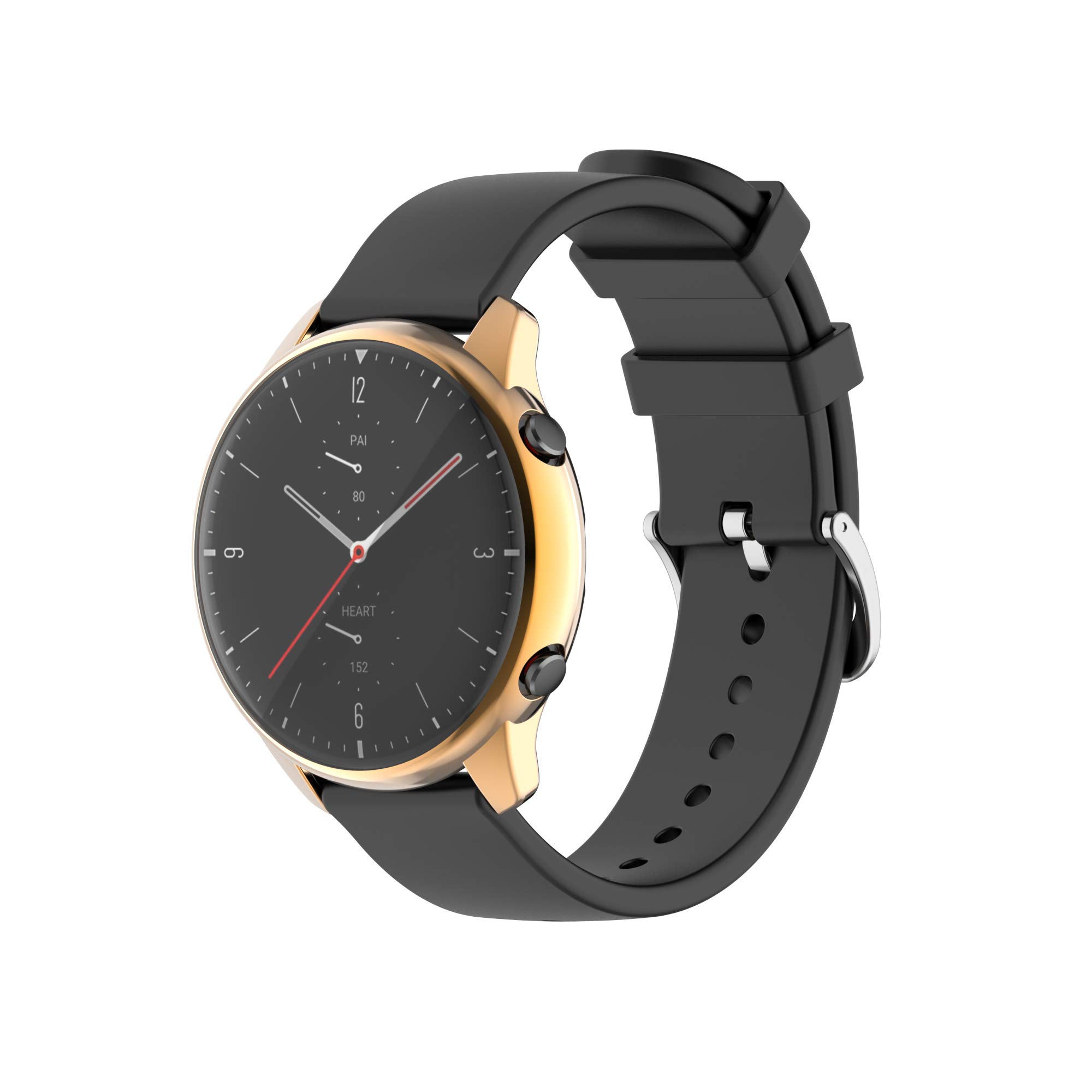FitTurn Compatible with Amazfit GTR 2 Screen Protector Case Cover - Metal Plating TPU Shockproof Slim Bumper Shell for Amazfit GTR 2 Smartwatch (Rose Gold) - Perfect for Gym, Running & Outdoor Activities