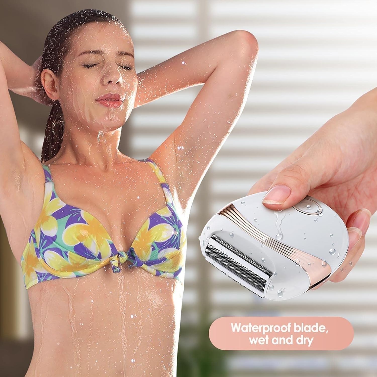 Electric Epilator for Women - Painless Hair Removal Device, Wet & Dry Facial & Leg Shaver, Rechargeable Cordless Epilator with Trimmer for Smooth Skin | At-Home & Travel Use (White)