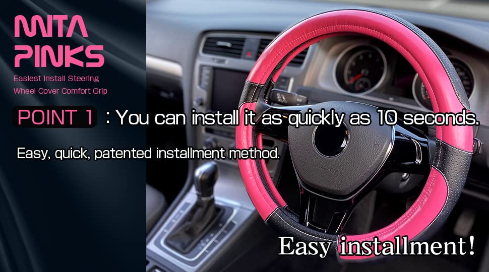 Universal 14-15 Inch Steering Wheel Cover - Easy Installation, Non-Slip Grip (Mita Pinks) | Perfect for Cars, Trucks & SUVs - Enhance Driving Comfort & Style