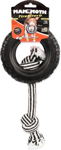 **Mammoth TireBiter II with Rope - Durable Chew Toy for Aggressive Chewers - Perfect for Large Dogs, Playtime & Training**
