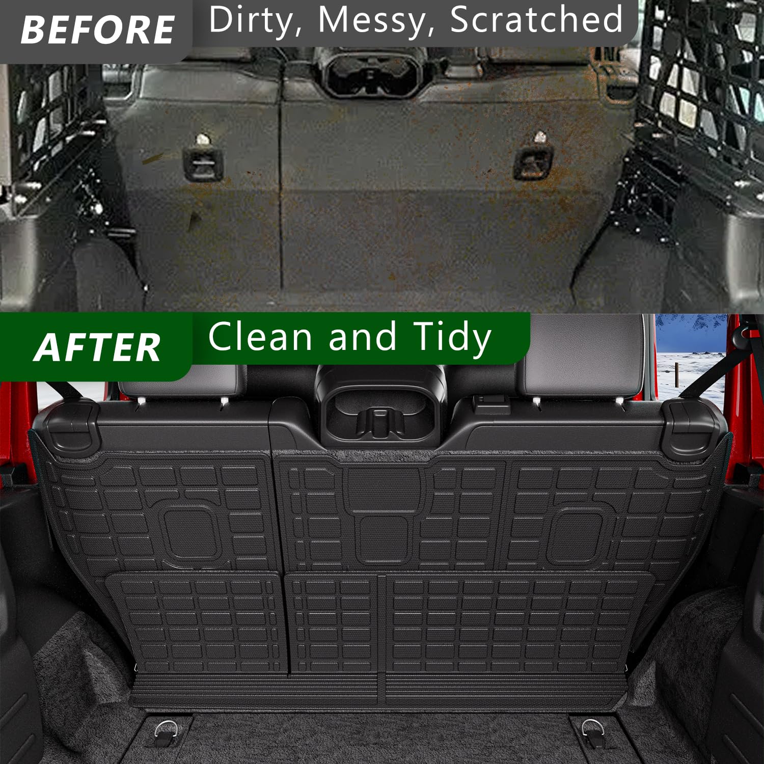 2018-2024 Jeep Wrangler JL Unlimited 4X4 Backrest Cargo Mat - Heavy Duty TPE Seat Protector Replacement Accessories | Perfect Fit for 18-24 JL Models | Protect Your Back Seats from Dirt, Spills & Pets | Ideal for Off-Roading, Camping & Daily Commute