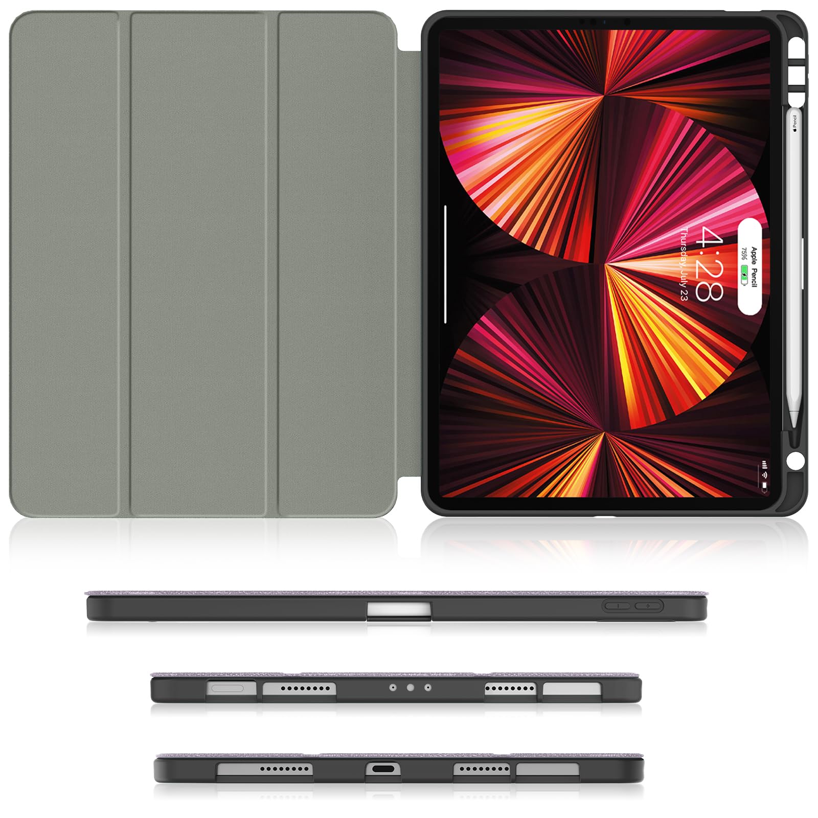 Soke Premium Protective Case for iPad Pro 11 inch (2020/2021/2022 M2 Model) - Shockproof TPU Cover with Apple Pencil Holder & Charging, Auto Wake/Sleep Function - Full Body Protection in Elegant Violet | Perfect for Work, Travel & Creative Digital Art