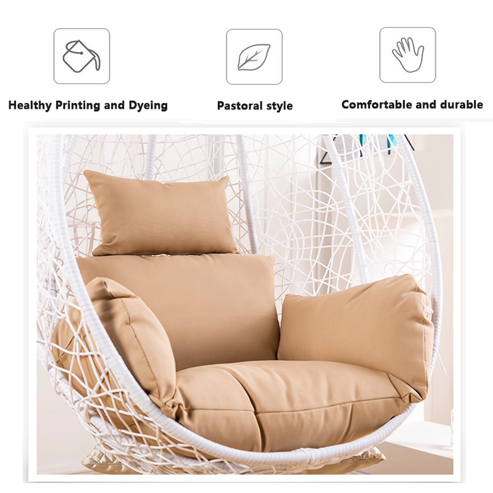 HCZION Egg Chair Cushion Cover - Replacement Swing Chair Cushion Pads for Hanging Basket Chairs - Soft Gray Fabric - Perfect for Indoor/Outdoor Patio, Garden, and Porch Relaxation