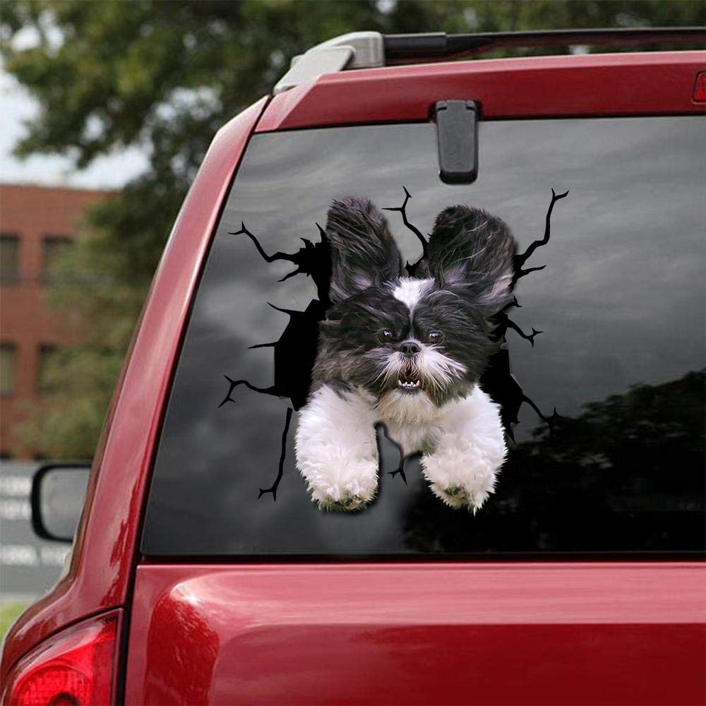 Realistic Shih Tzu Car Decals - Pack of 2 Premium Dog Stickers for Windows & Walls (10