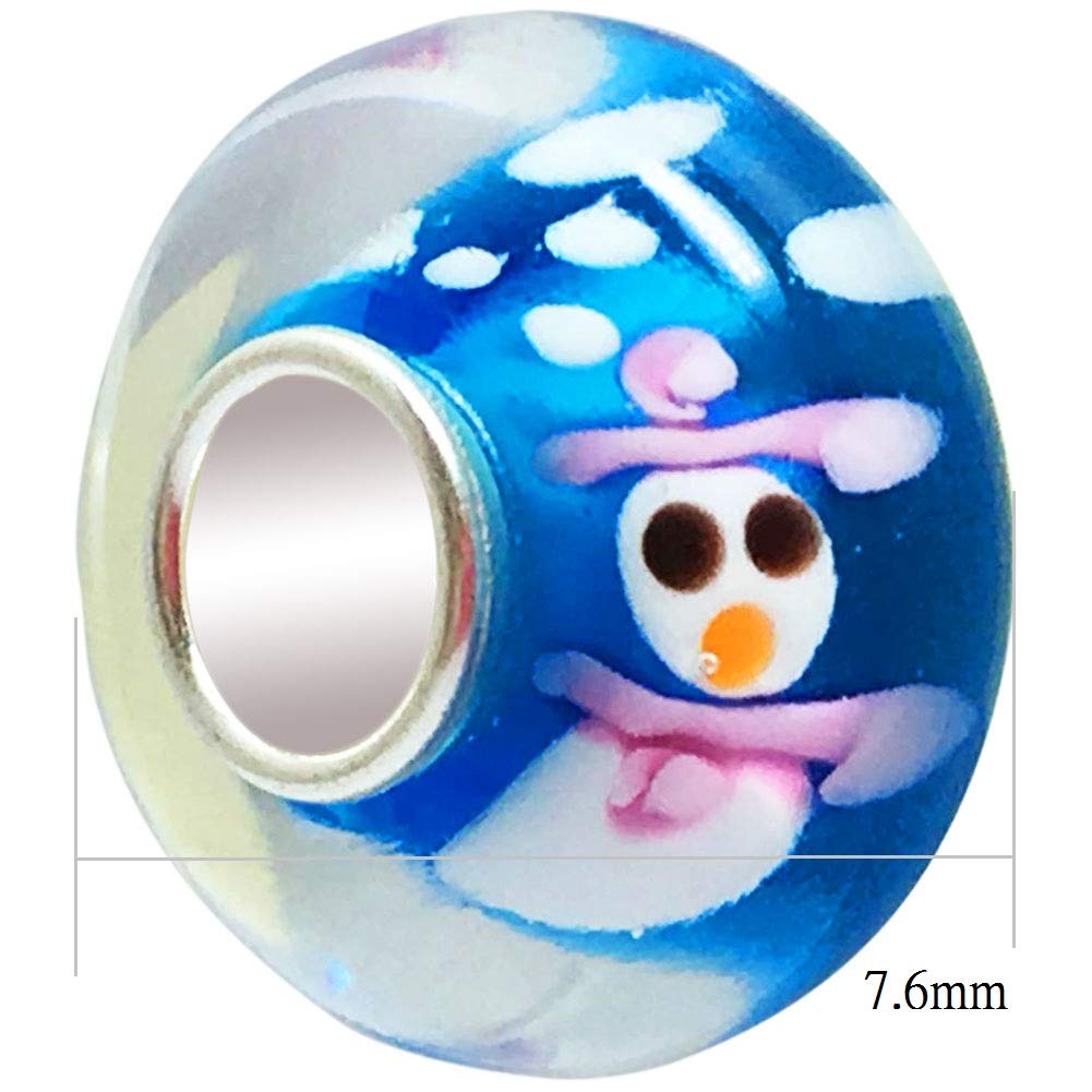 Snowman Snowflake 925 Sterling Silver Charm Beads for Bracelets - Perfect for DIY Jewelry Making, Christmas Gifts & Holiday Accessories