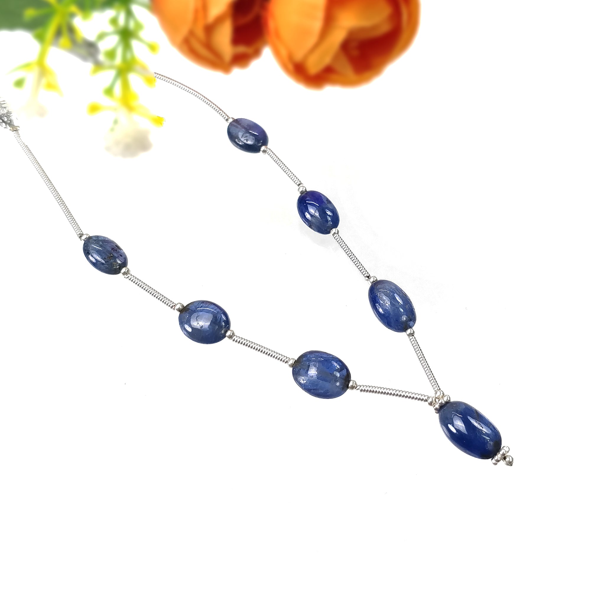 Natural Untreated Burmese Blue Sapphire Loose Beads - 25.00cts Oval Shape Plain Nuggets (9x7mm & 11x7mm) for Jewelry Making, DIY Crafts & Gemstone Collection