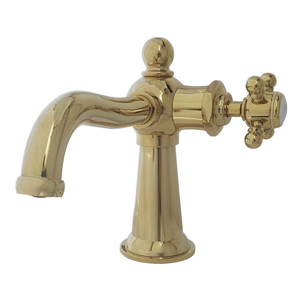 Premium Nautical Single-Handle Bathroom Faucet with Push Pop-Up Drain - Polished Brass Finish for Coastal, Beach House & Bathroom Decor