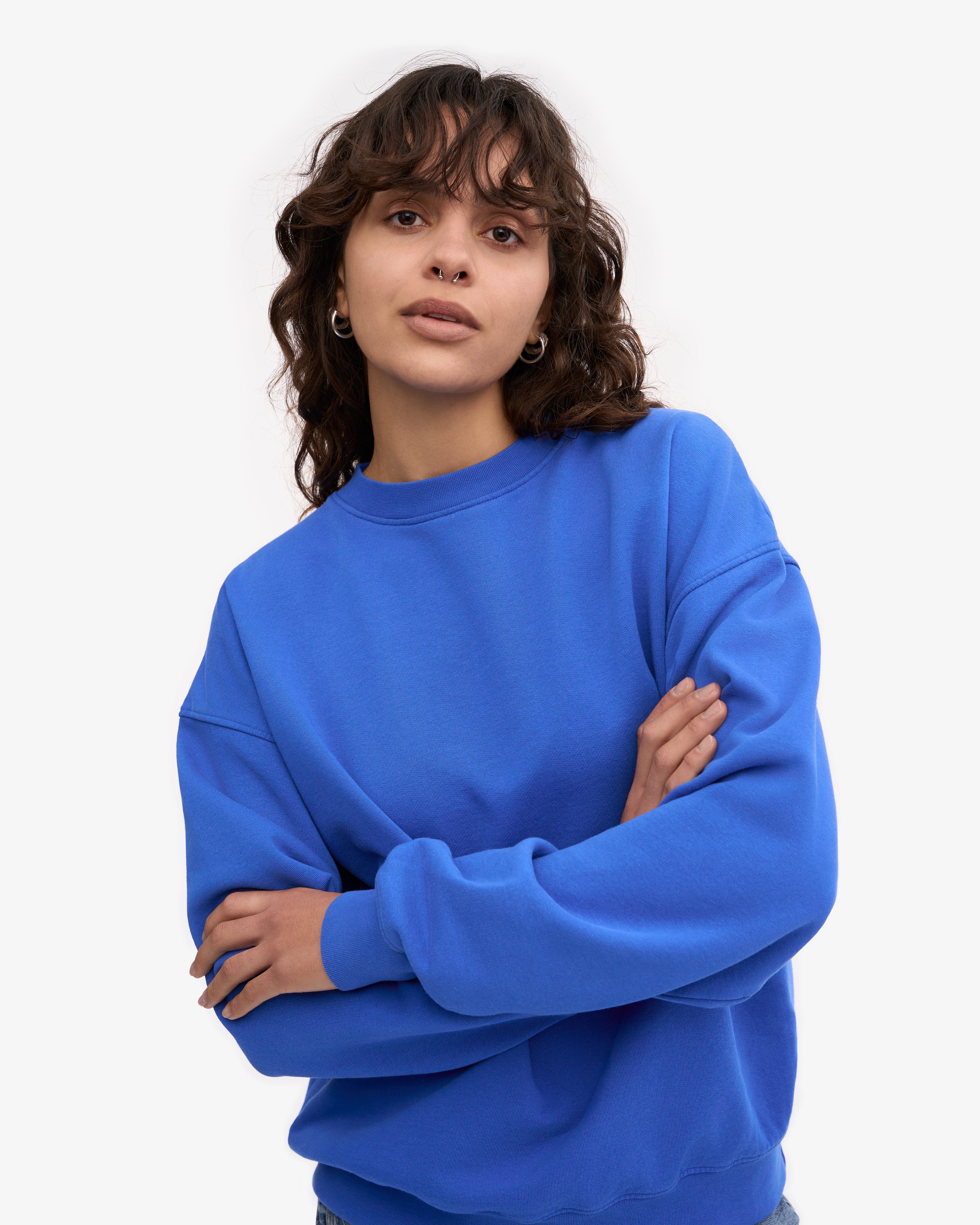 Premium Organic Cotton Oversized Crewneck Sweatshirt - Sapphire Blue | Soft & Comfortable Unisex Pullover for Casual Wear & Loungewear