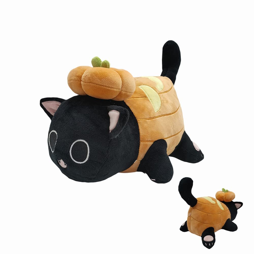 HRZZEOKV Mee Meows Wolf Cat Plush Toy - Cute Anime Cartoon Cat Stuffed Animal, Soft Plush Pillow Gift for Kids & Anime Fans (Pumpkin Cat Design) - Perfect for Cuddling, Room Decor, and Birthday Gifts