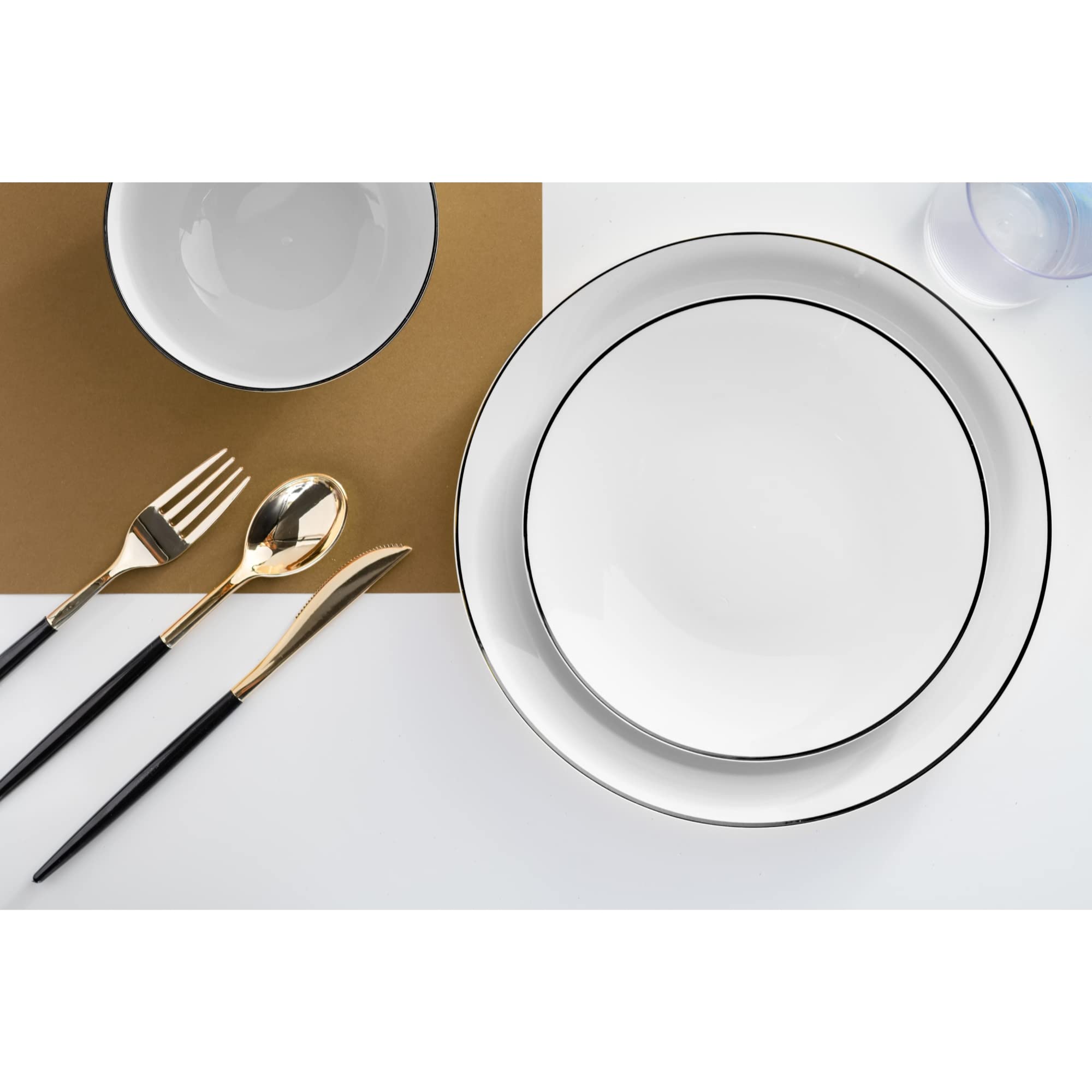 Trendables 40-Piece White Plastic Dinnerware Set with Plates & Cutlery - Durable Disposable Tableware for Parties, Picnics, BBQs, and Events