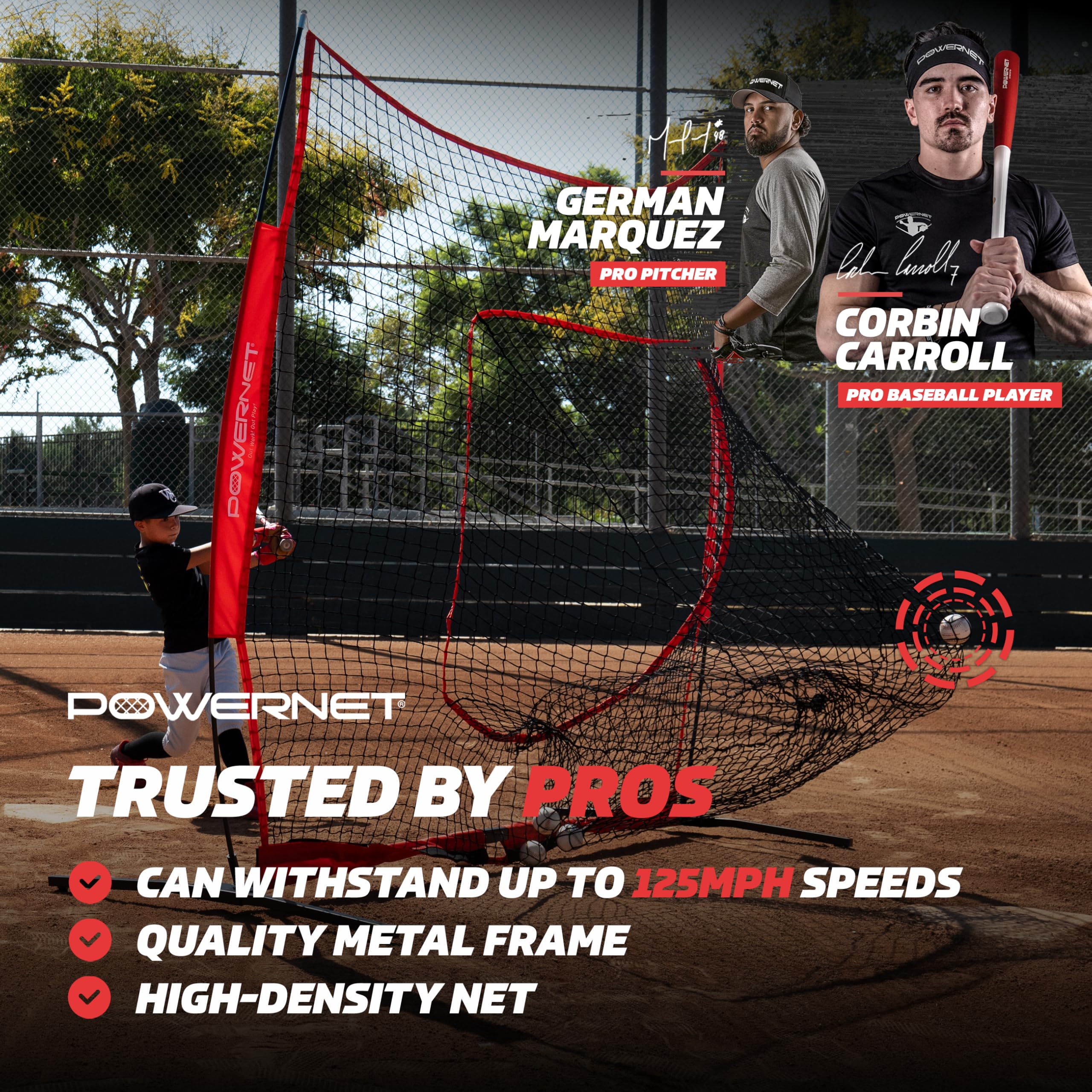 PowerNet Pro One Piece Softball & Baseball Training Net - Portable Hitting, Throwing & Pitching Practice Equipment with Carry Bag | Perfect for Backyard, Field & Team Drills