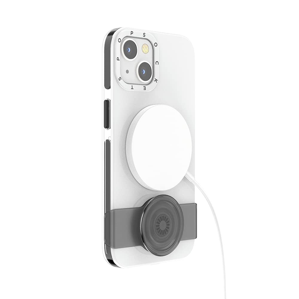 PopSockets iPhone 13 Case with Grip & Slide - Protective Phone Cover for iPhone 13 (White) | Secure Grip for One-Handed Use, Perfect for Commuting & Travel