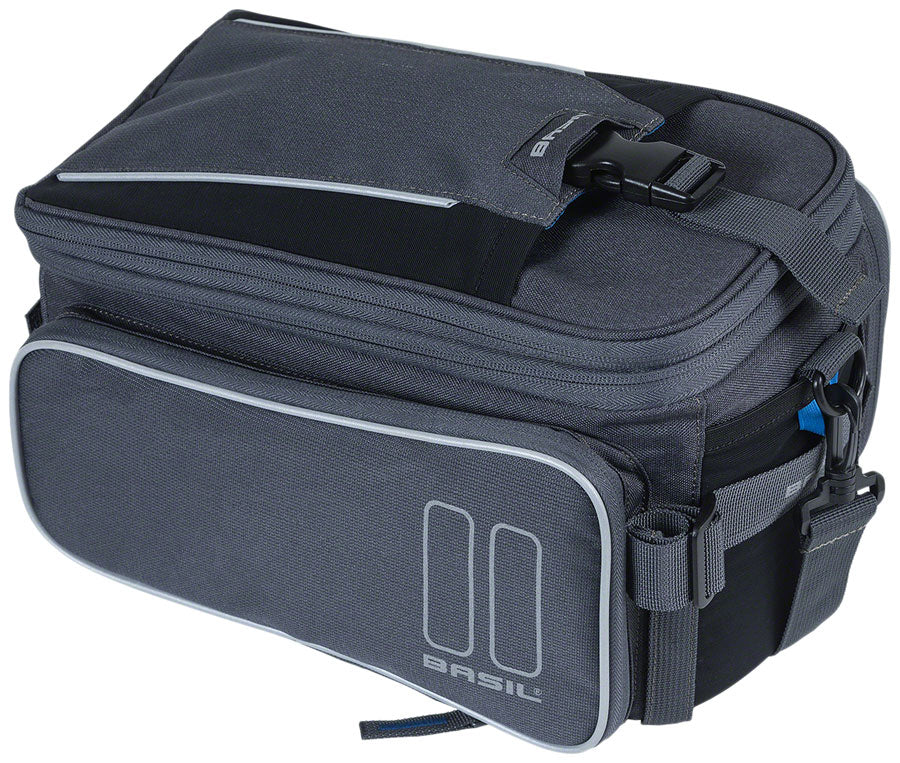 Basil Sport Design Trunk Bag - 7-15L Waterproof Bicycle Pannier in Graphite | Perfect for Commuting, Cycling Tours & Outdoor Adventures