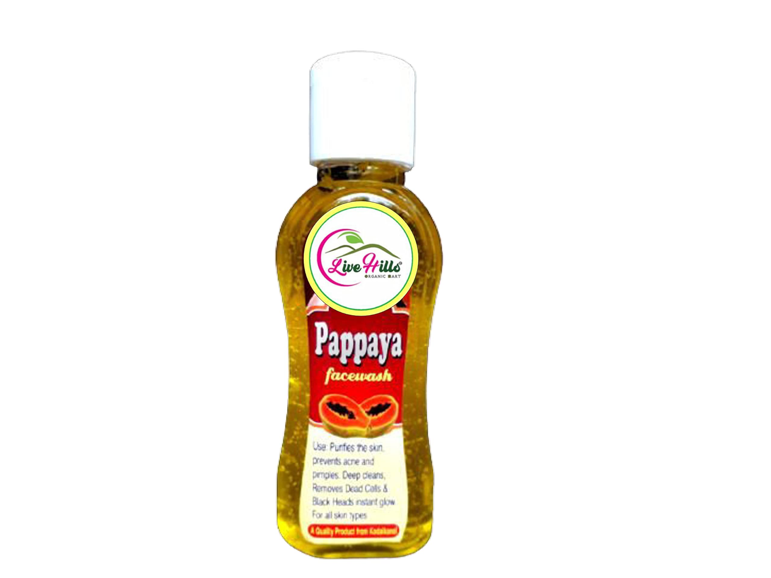 Live Hills Natural Herbal Papaya Face Wash Gel 100ml - Gentle Cleansing for Acne & Glowing Skin | Daily Skincare Routine
