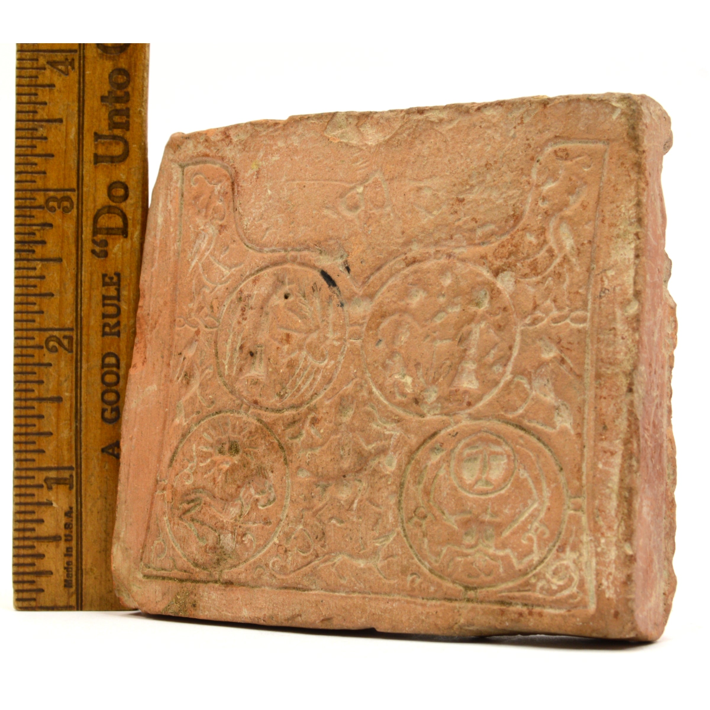 Ancient Primitive Story Tile - Hand Carved Old Pottery Plaque, Pre-Columbian & Near East Artifact - Perfect for Home Decor, Museum Display & Archaeology Enthusiasts