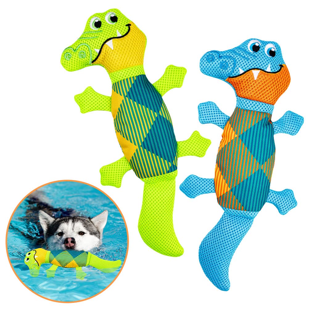 EXPAWLORER Floating Squeaky Dog Toys - 2 Pack Durable Oxford Fabric Water Toys for Pool, Lake & Beach | Interactive Chew Toys for Small & Medium Dogs | Perfect for Summer Outdoor Play, Swimming & Training