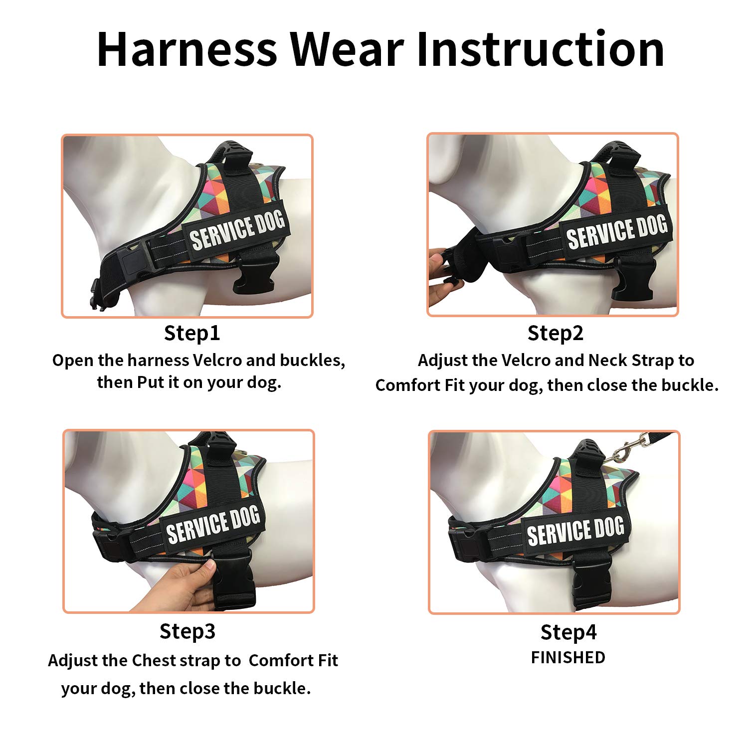 Dihapet No Pull Dog Harness - Adjustable Service Dog Vest for Training, Walking & Jogging - Comfortable Anti-Choke Pet Vest for Small Medium Large Dogs - Perfect for Outdoor Adventures & Daily Walks