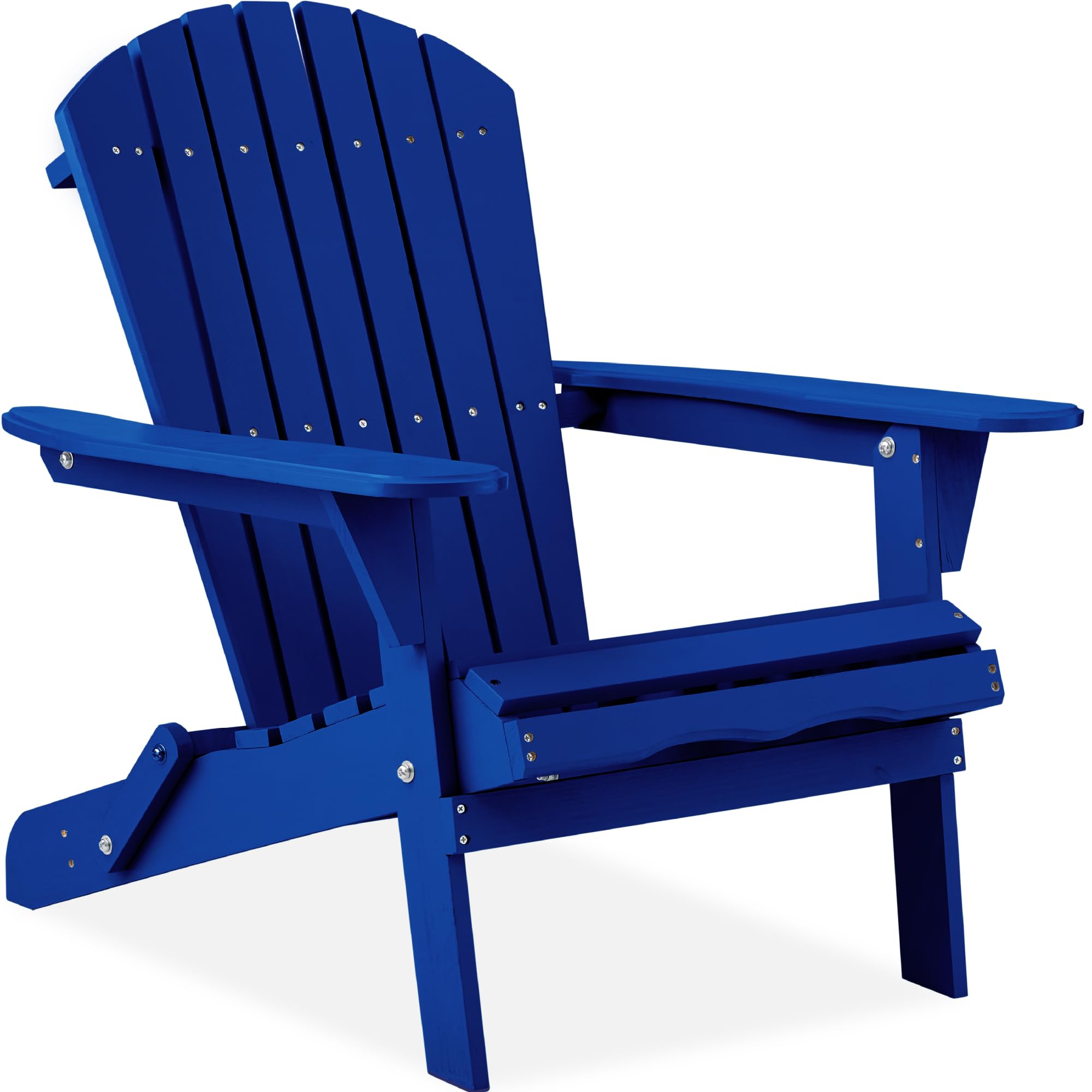 Best Choice Products Folding Adirondack Chair - Outdoor Wooden Patio Lounge Chair with 350lb Weight Capacity for Yard, Garden, Fire Pit & Backyard Relaxation - Blue