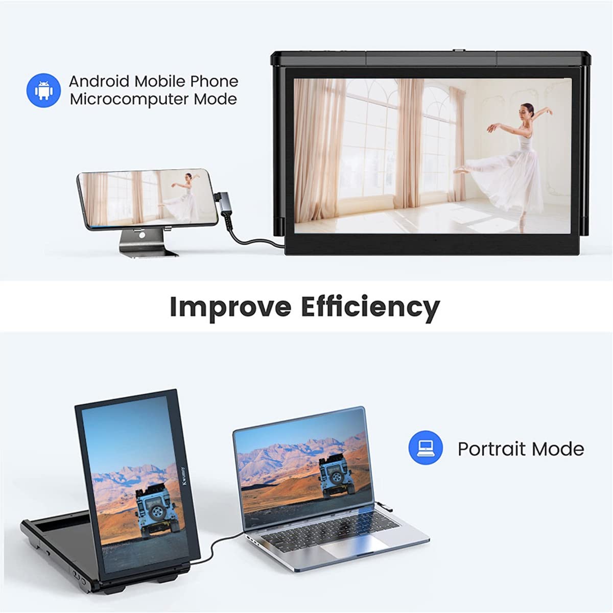 12 Inch Portable Foldable Laptop Extension Screen - Dual Monitor for MacBook, Windows PC - Perfect for Work, Gaming & Travel