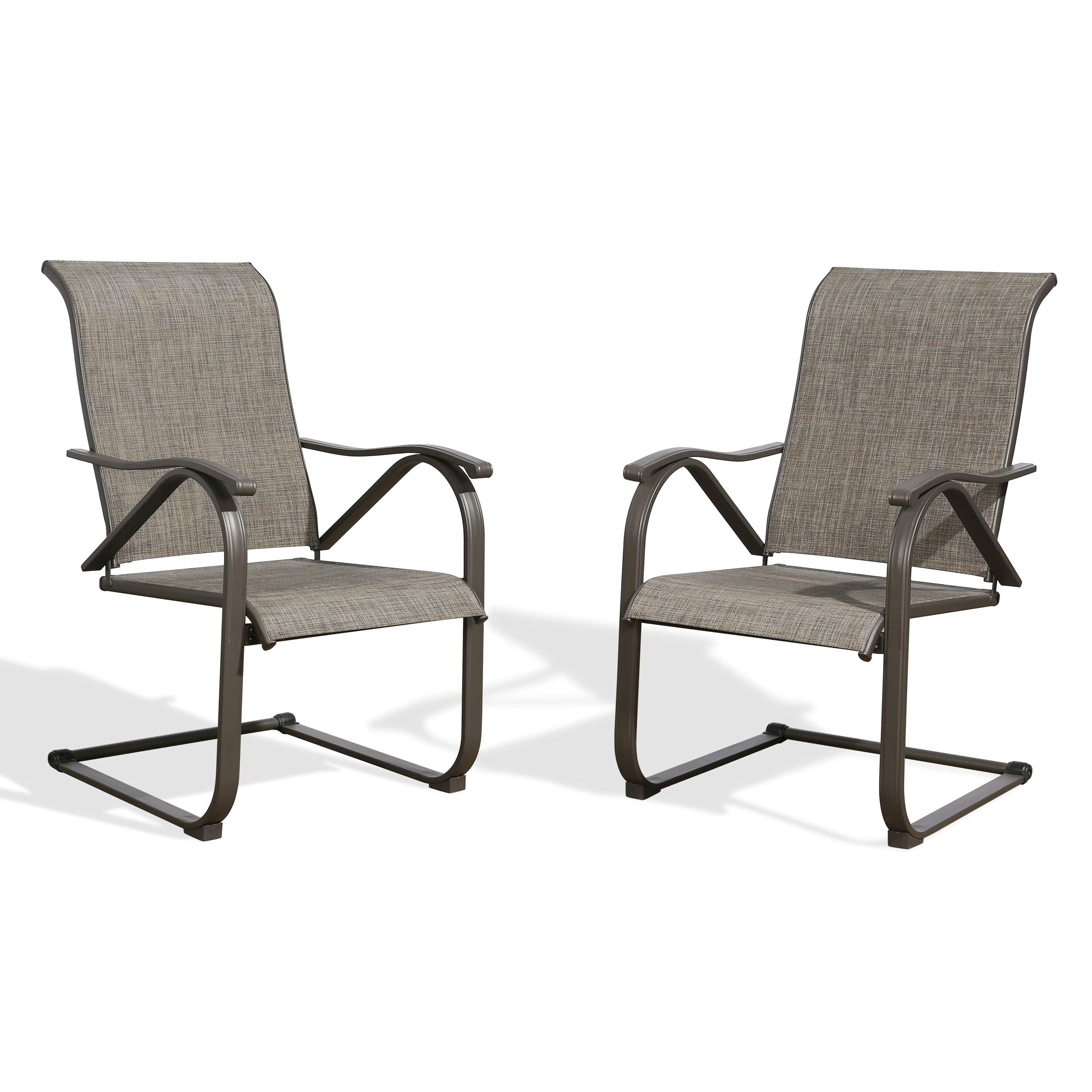 PATIO TREE Outdoor Spring Motion Dining Chairs - Set of 2 Textilene Bistro Chairs with Durable Steel Frame for Patio, Garden, Poolside & Backyard Relaxation