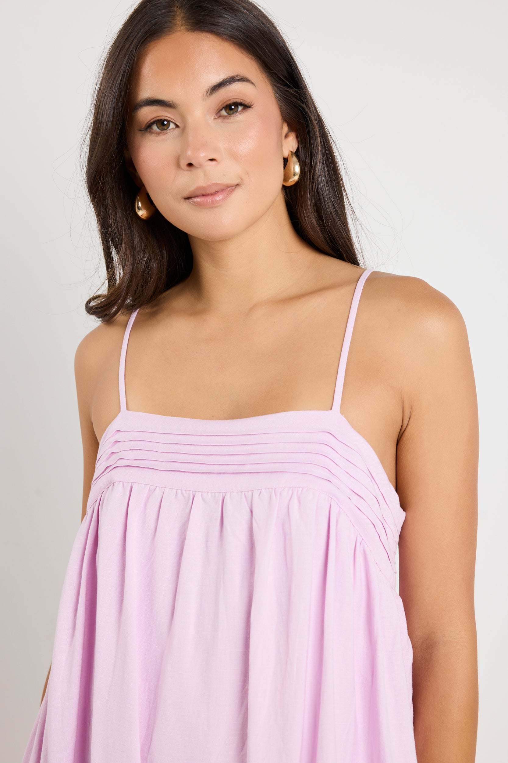 Strappy Tie Back Mini Dress in Cabana Pink Lilac - Flowy Summer Beach Dress for Vacation & Date Night