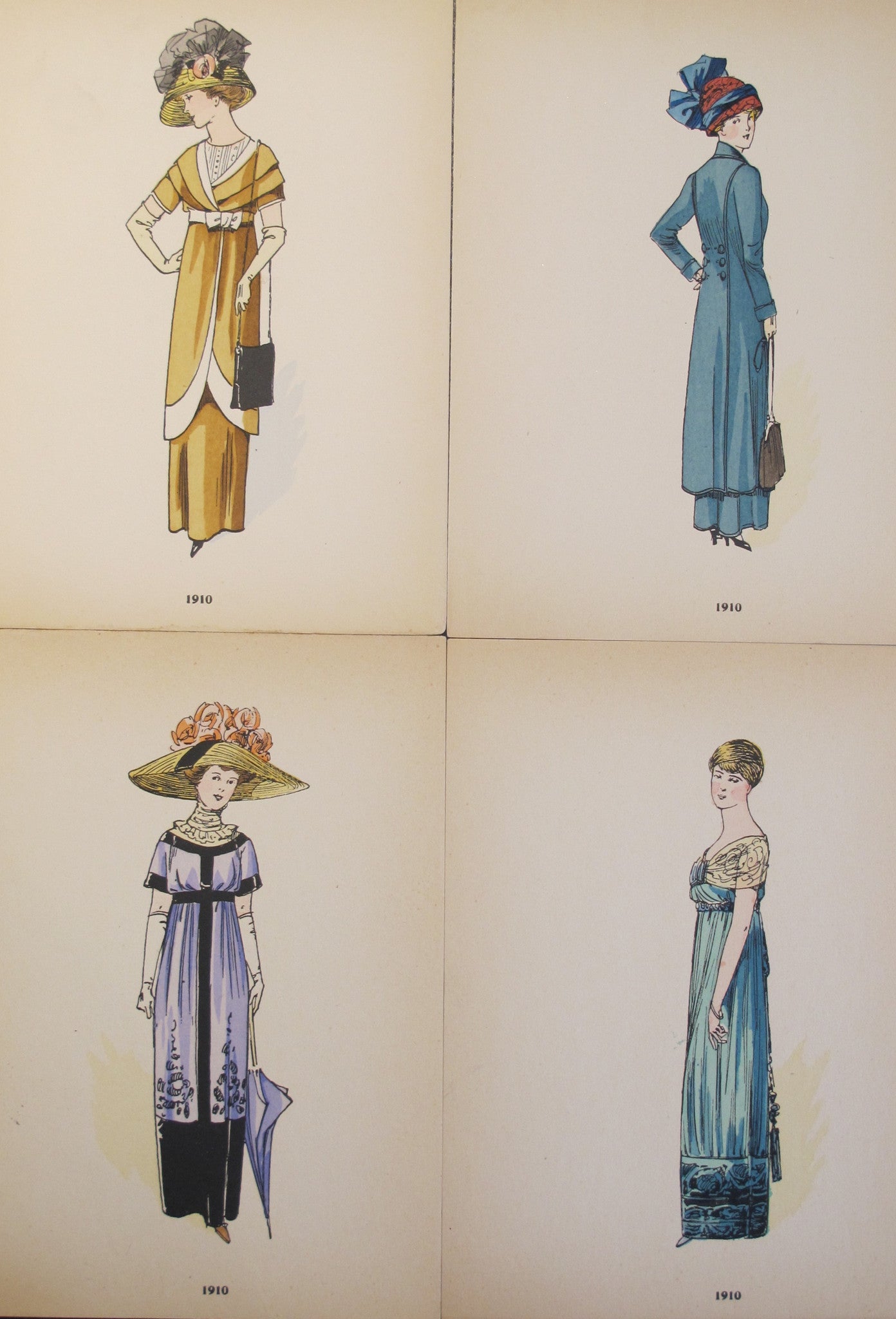 1910 La Mode Feminine - Vintage Parisian Ladies Fashion Set of 4 Prints | Antique French Fashion Illustration | Perfect for Home Decor, Fashion History Enthusiasts & Vintage Collectors