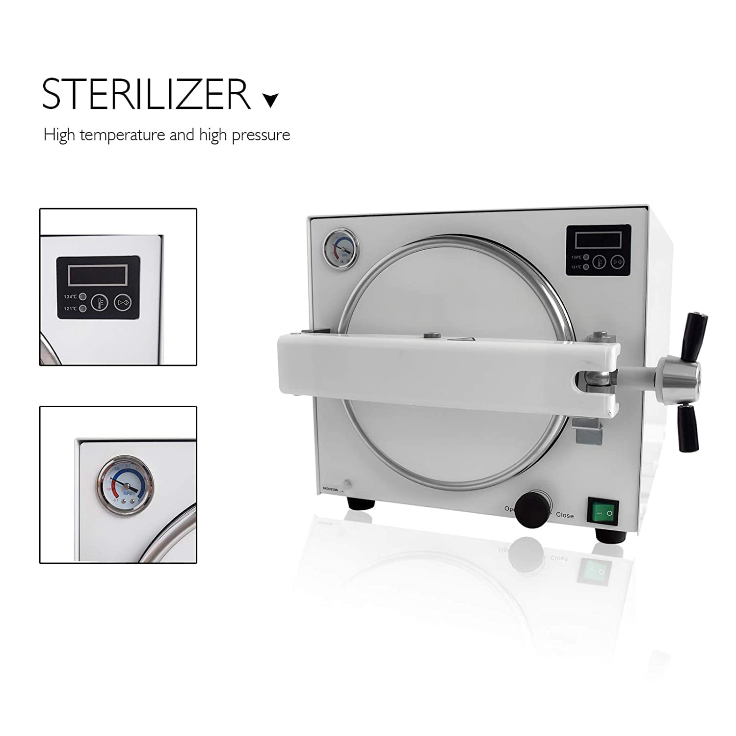 18L Stainless Steel Autoclave Steam Sterilizer - High Temperature Medical Equipment for Dental, Tattoo & Lab Use (Model E218)