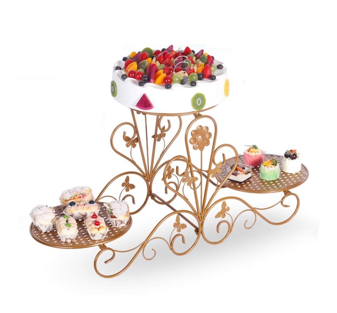 Golden Metal Cupcake Stand - Round Cake Pedestal for Desserts, Wedding & Party Display - Elegant Serving Tray for Birthday, Baby Shower & Tea Party Decor (Gold)