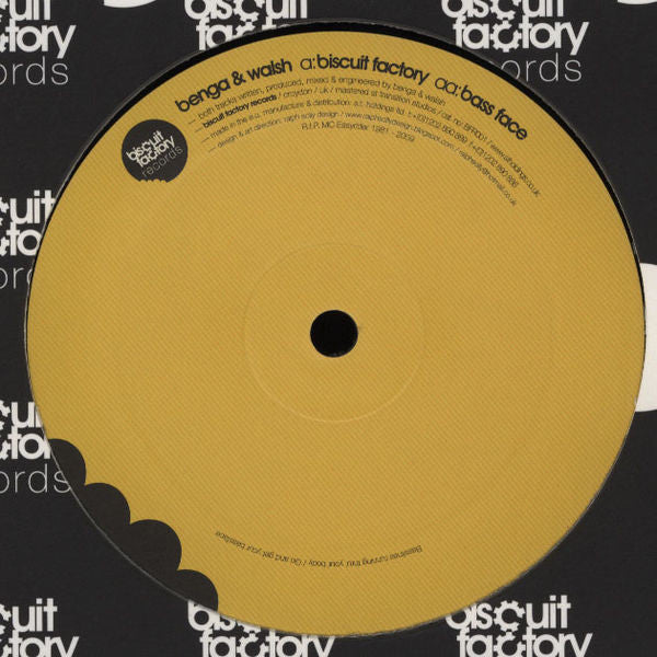 Benga & Walsh – Biscuit Factory / Bass Face – Limited Edition Vinyl Record BFR001 – Perfect for DJ Sets & Electronic Music Collectors