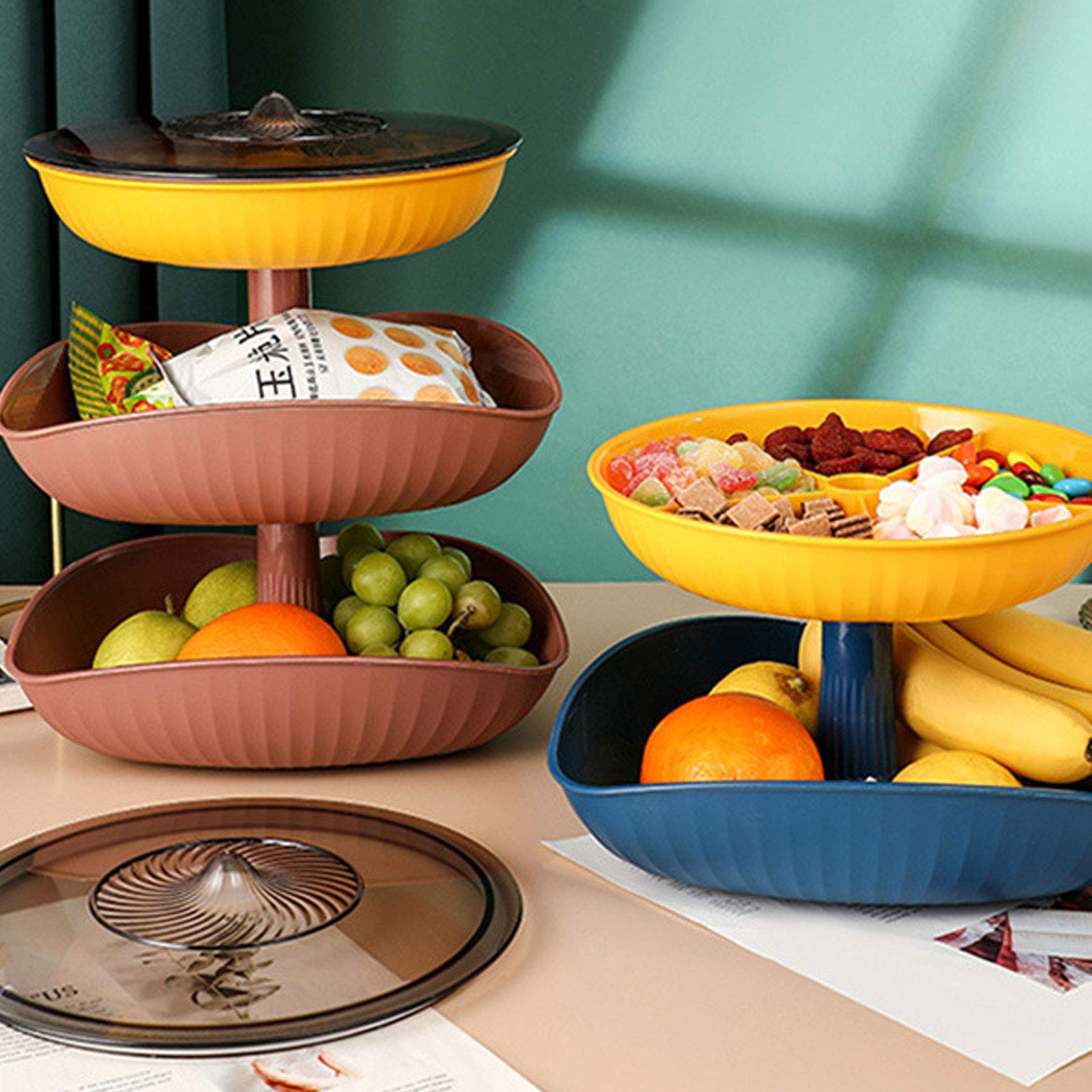3-Tier Fruit Basket - Large Detachable Kitchen Storage Organizer for Fruits, Vegetables, Bread & Snacks - Perfect for Pantry, Countertop & Dining Table Organization