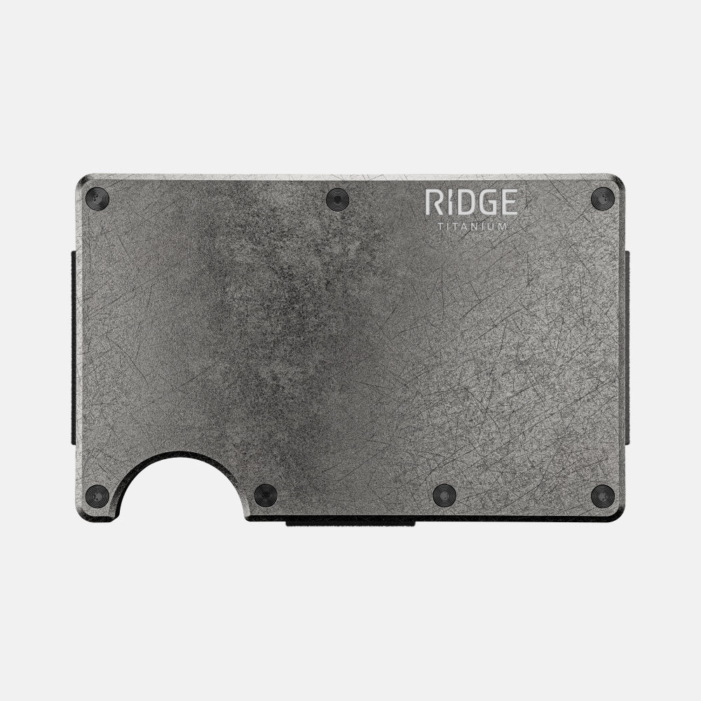 Ridge Wallet - Stonewashed Titanium Slim Minimalist RFID Blocking Front Pocket Wallet for Men | Perfect for Everyday Carry, Travel & Gifts
