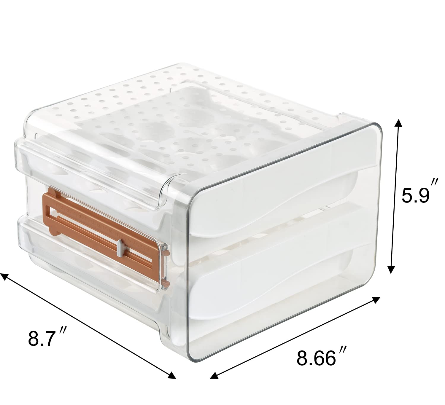 Sooyee 32-Capacity Refrigerator Egg Holder with Time Scale, 2-Drawer Egg Storage Container & Organizer - Perfect for Kitchen Fridge Organization & Fresh Egg Storage