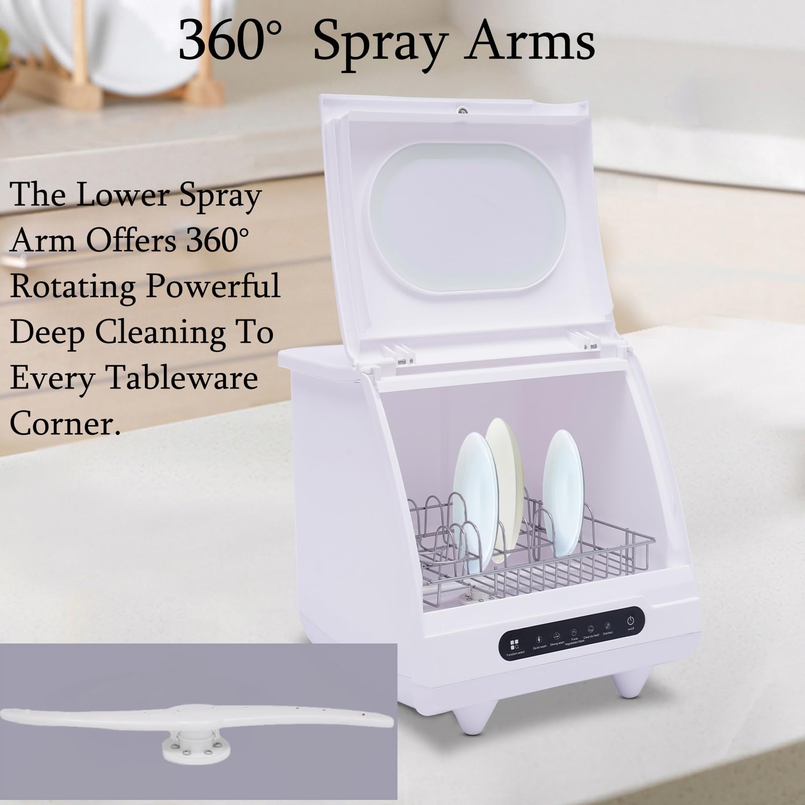 Portable Countertop Dishwasher with Built-in Water Tank - 1200W Compact Dishwasher with 5 Wash Programs & 360° Spray Arms for Deep Cleaning - Ideal for Small Apartments, Dorms, RVs, Boats & Camping - Perfect for Kitchenettes, Tiny Homes & Off-Grid Living
