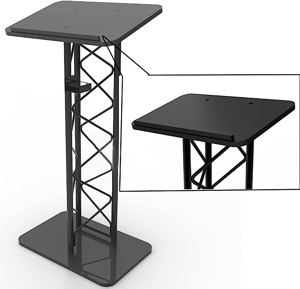 Portable Podium Stand - Adjustable Height Metal & Wood Lectern for Classroom, Church, and Events - Perfect for Speeches, Presentations, and Ceremonies - Lightweight & Durable Speaker Podium with Table Top Design
