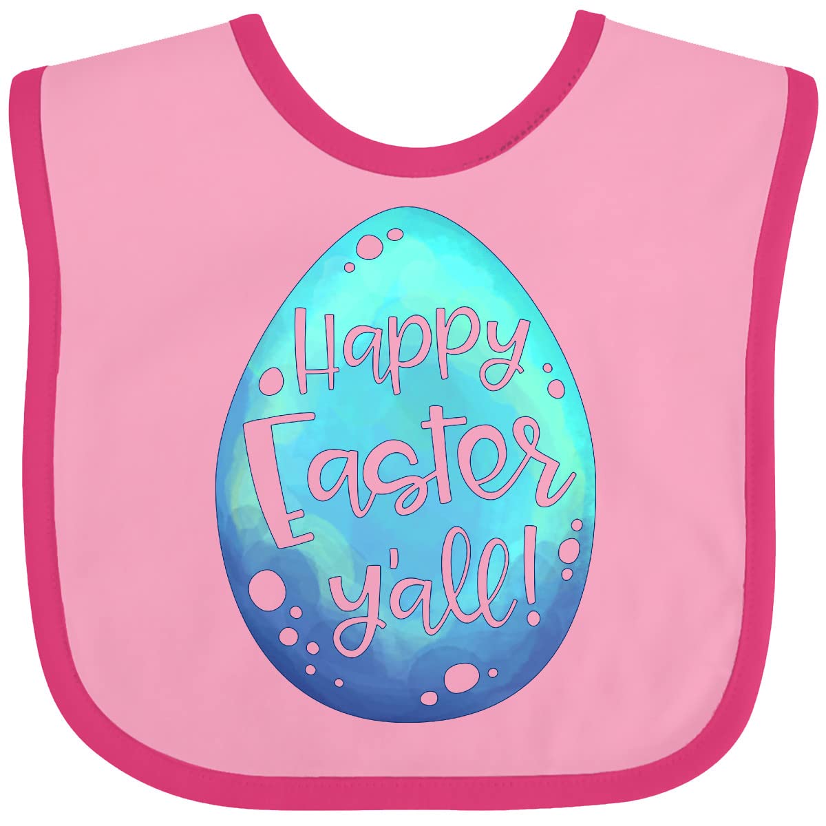 Inktastic Happy Easter Y'all with Blue Easter Egg Baby Bib - Soft Cotton Easter Bib for Infants & Toddlers - Perfect for Easter Photos, Family Gatherings & Holiday Celebrations