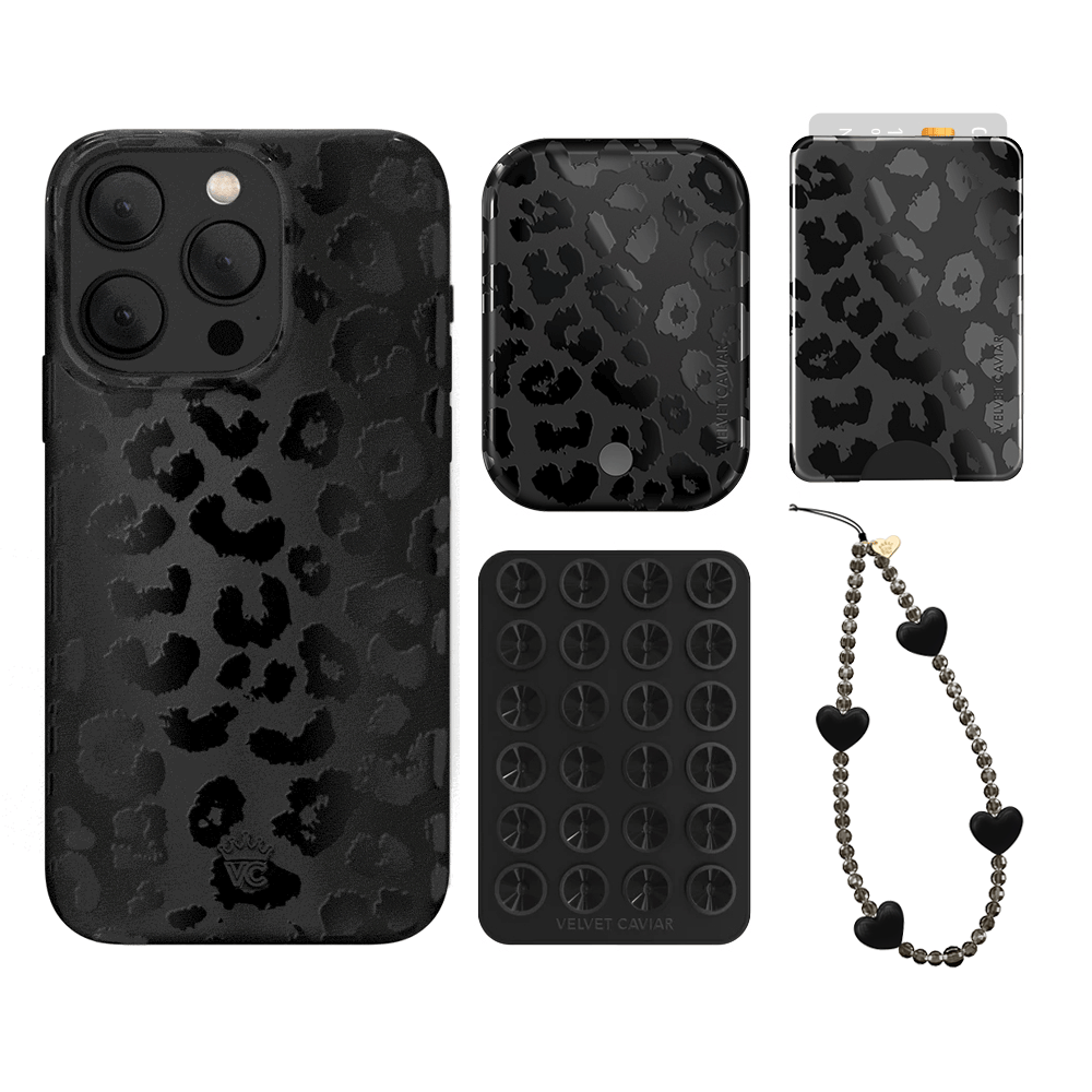 Black Leopard Print iPhone Case with Wallet Holder - Stylish & Functional Phone Accessory for Women & Men | Perfect for Everyday Use, Travel & Shopping
