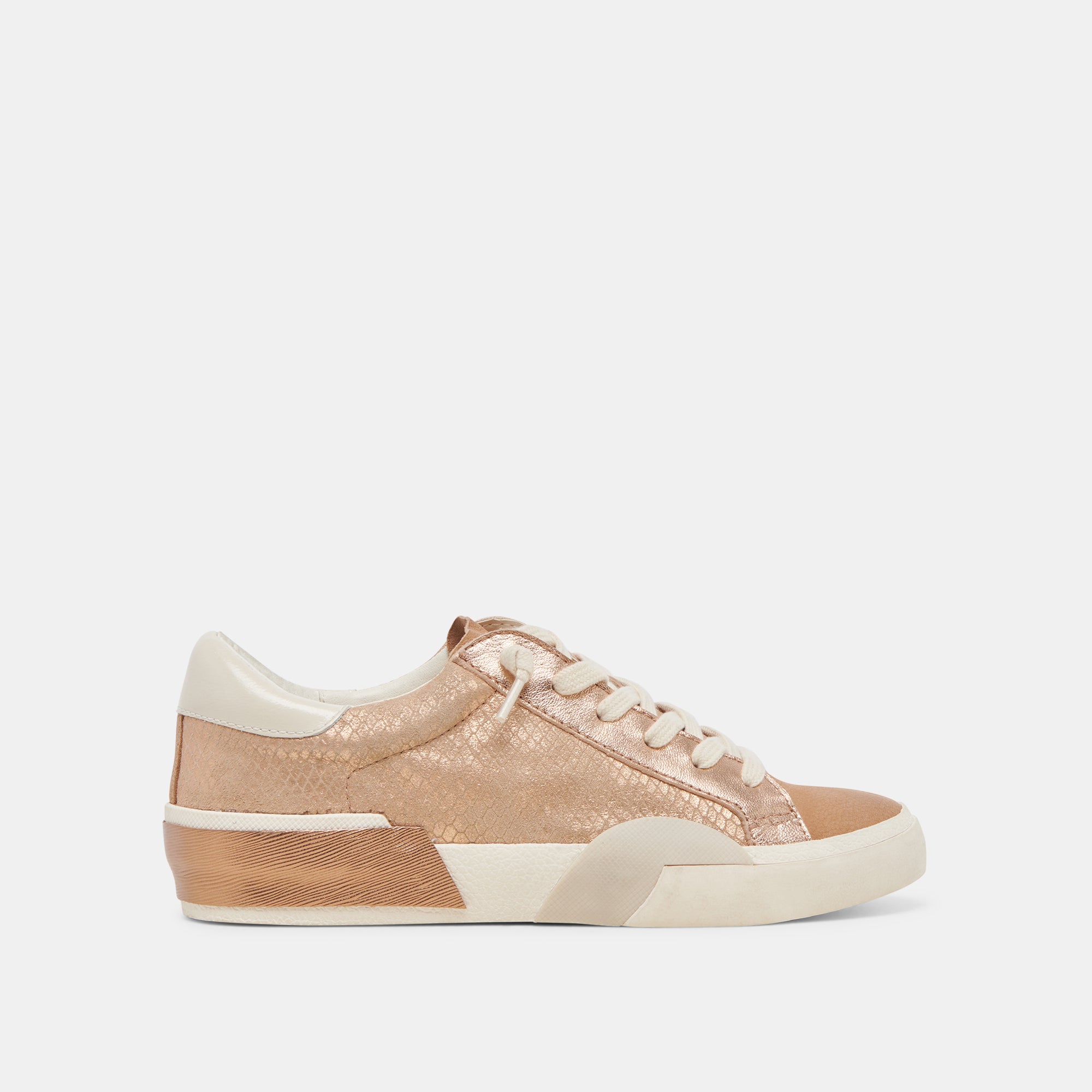 ZINA Women's Bronze Embossed Leather Sneakers - Stylish & Comfortable Casual Shoes for Walking, Work & Everyday Wear