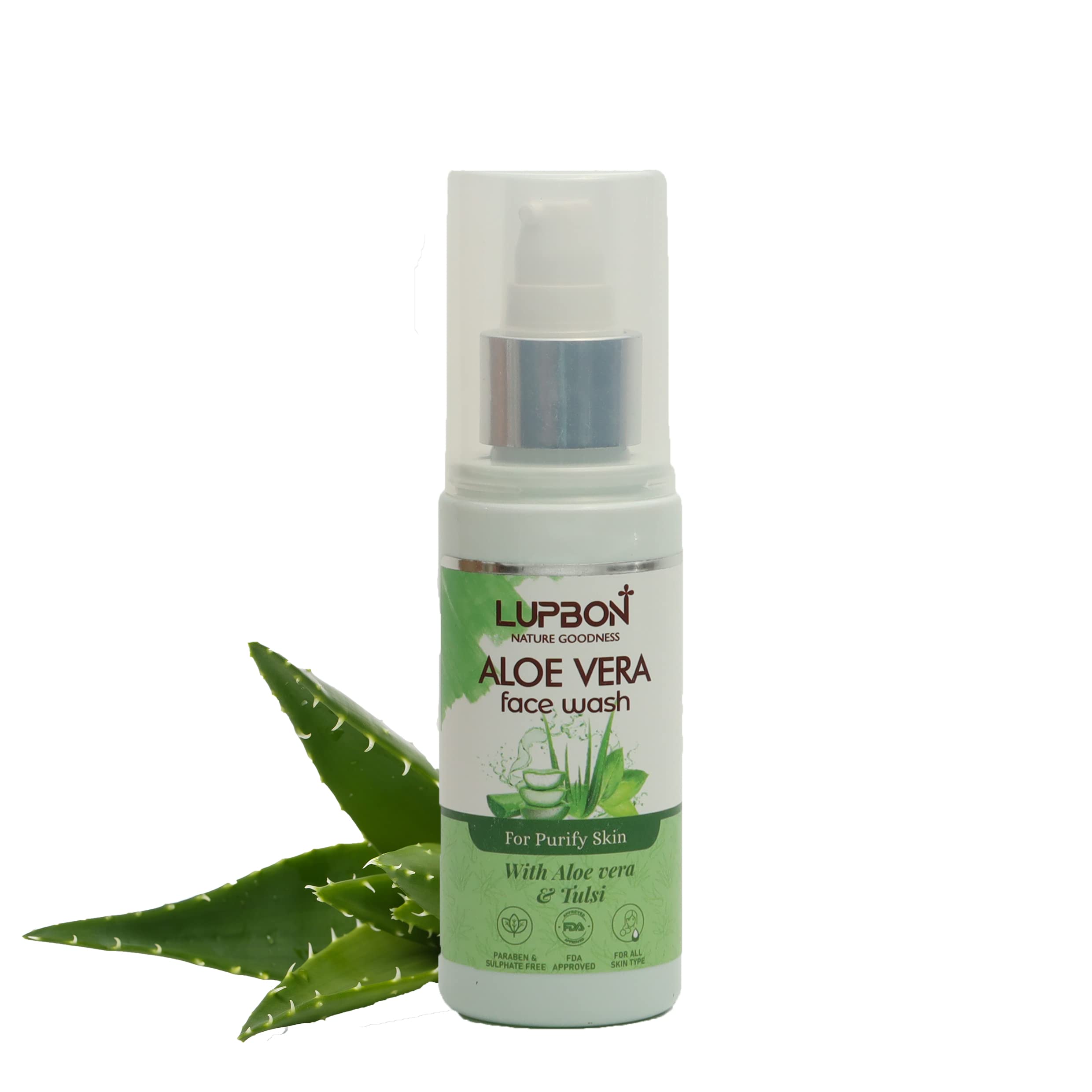 LUPBON Aloe Vera Face Wash for Acne & Pimples - 100ml Gentle Cleanser for Oily & Sensitive Skin - Perfect for Daily Skincare Routine & Breakout Prevention