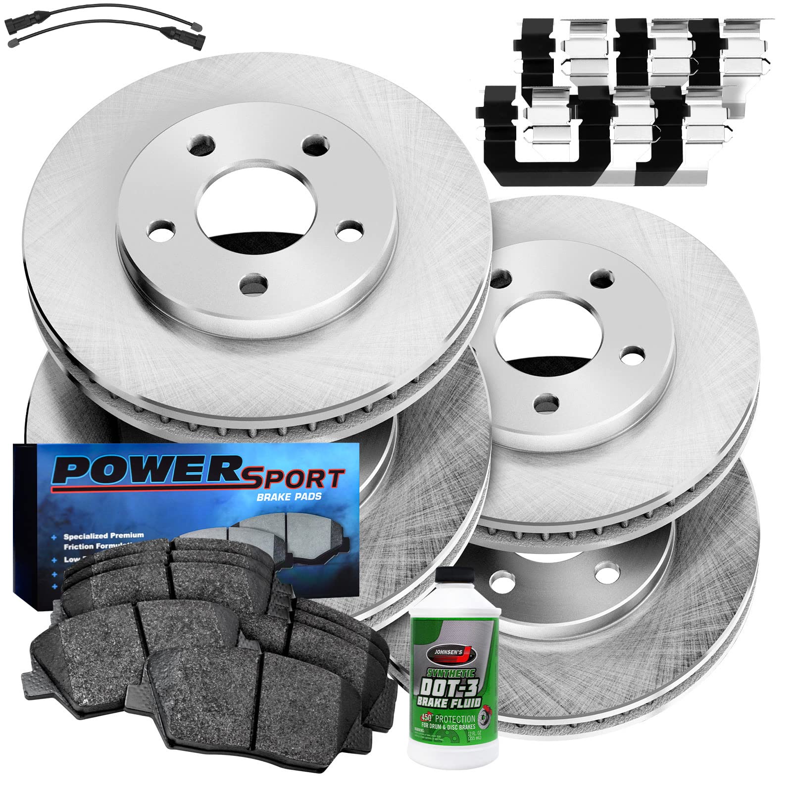 Premium Power Sport Front & Rear Brake Kit - Ceramic Brake Pads & Rotors with Hardware Kit & Sensor Wire BLBC.35095.52 | High-Performance Braking System for Motorcycles, ATVs & UTVs | Ideal for Off-Road, Racing & Daily Commuting