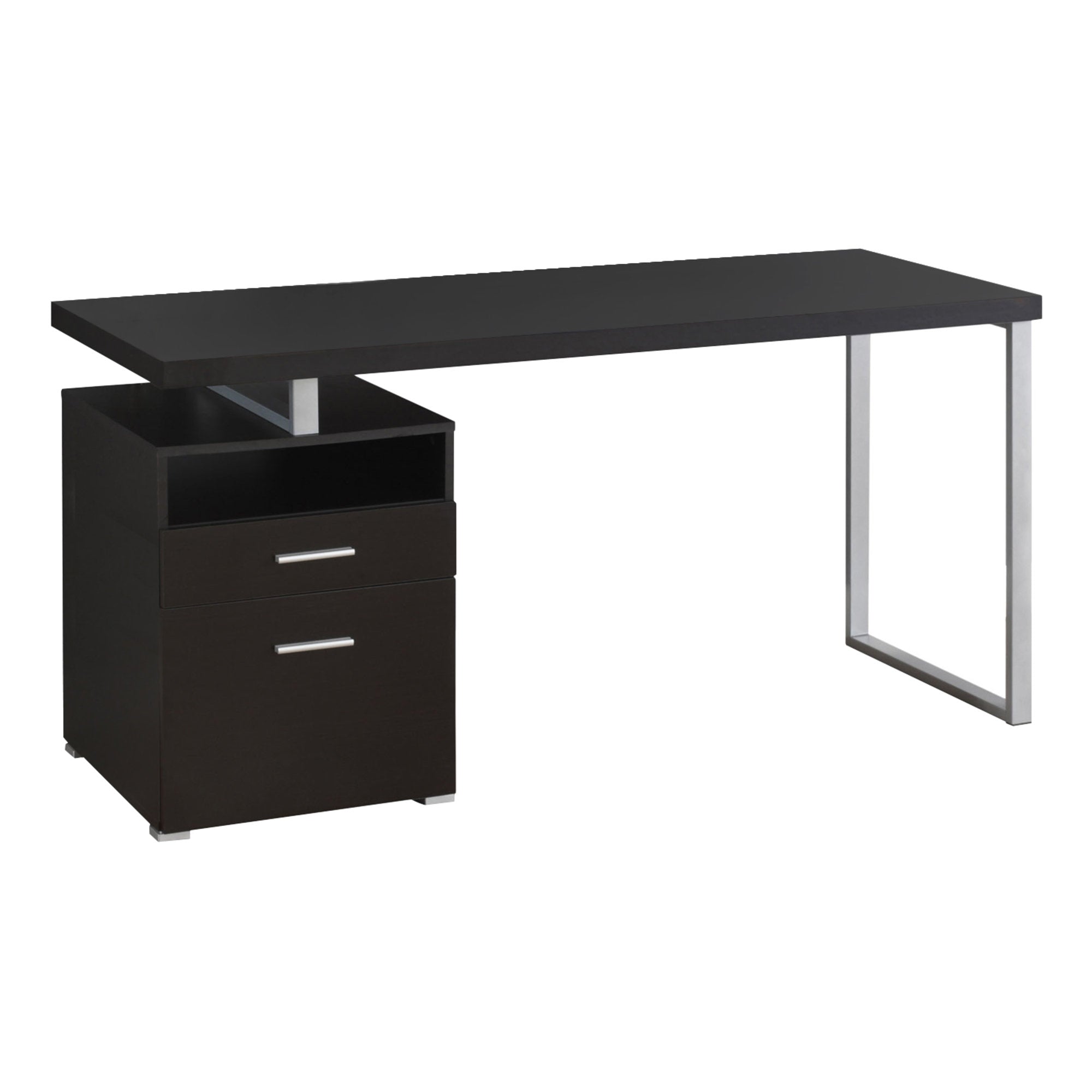 60L Office Series Espresso Silver Metal Storage Cabinet - Perfect for Home, Office & Workspace Organization