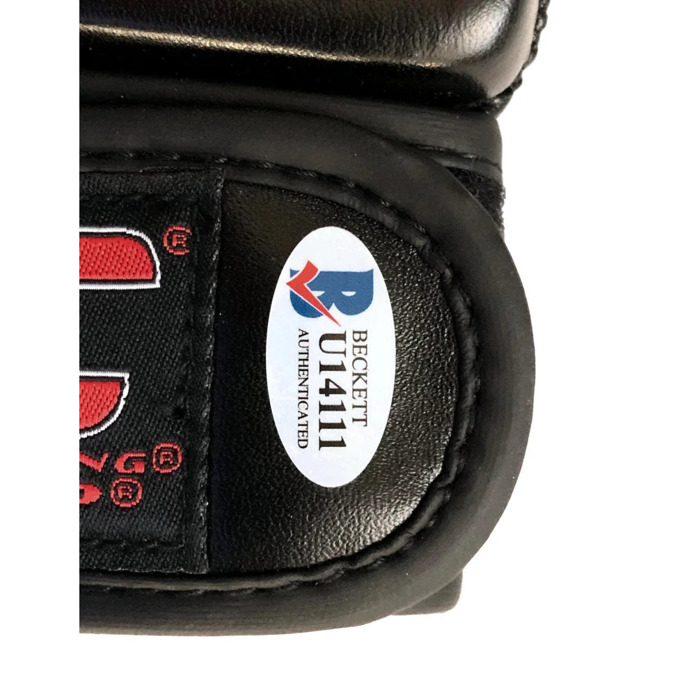 Authentic Max Holloway Signed UFC Gloves with BAS COA - Hand Signed Autograph Inscribed 'Blessed' - Perfect for MMA Collectors & UFC Memorabilia Displays
