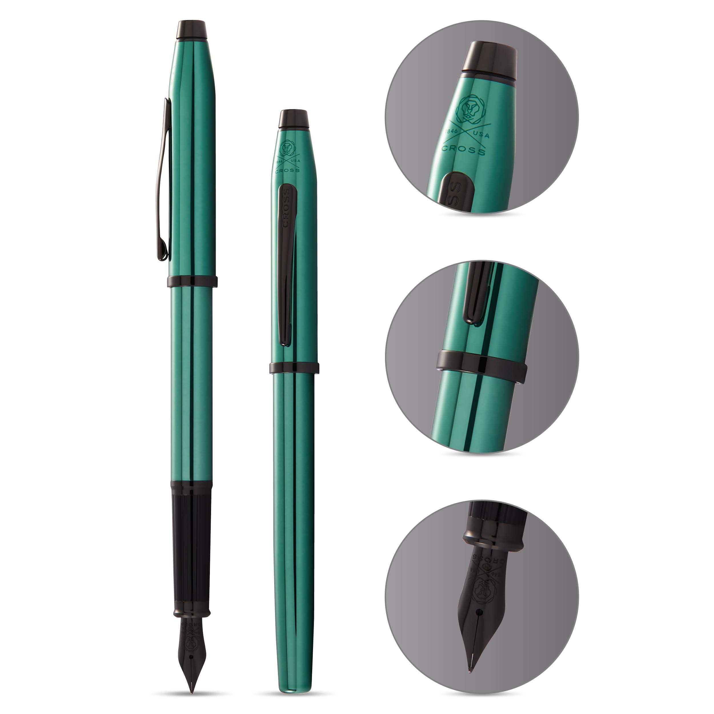 Cross Century II Refillable Fountain Pen - Medium Nib with Luxury Gift Box - Translucent Green Lacquer - Premium Writing Instrument for Professionals, Calligraphy & Gift Giving