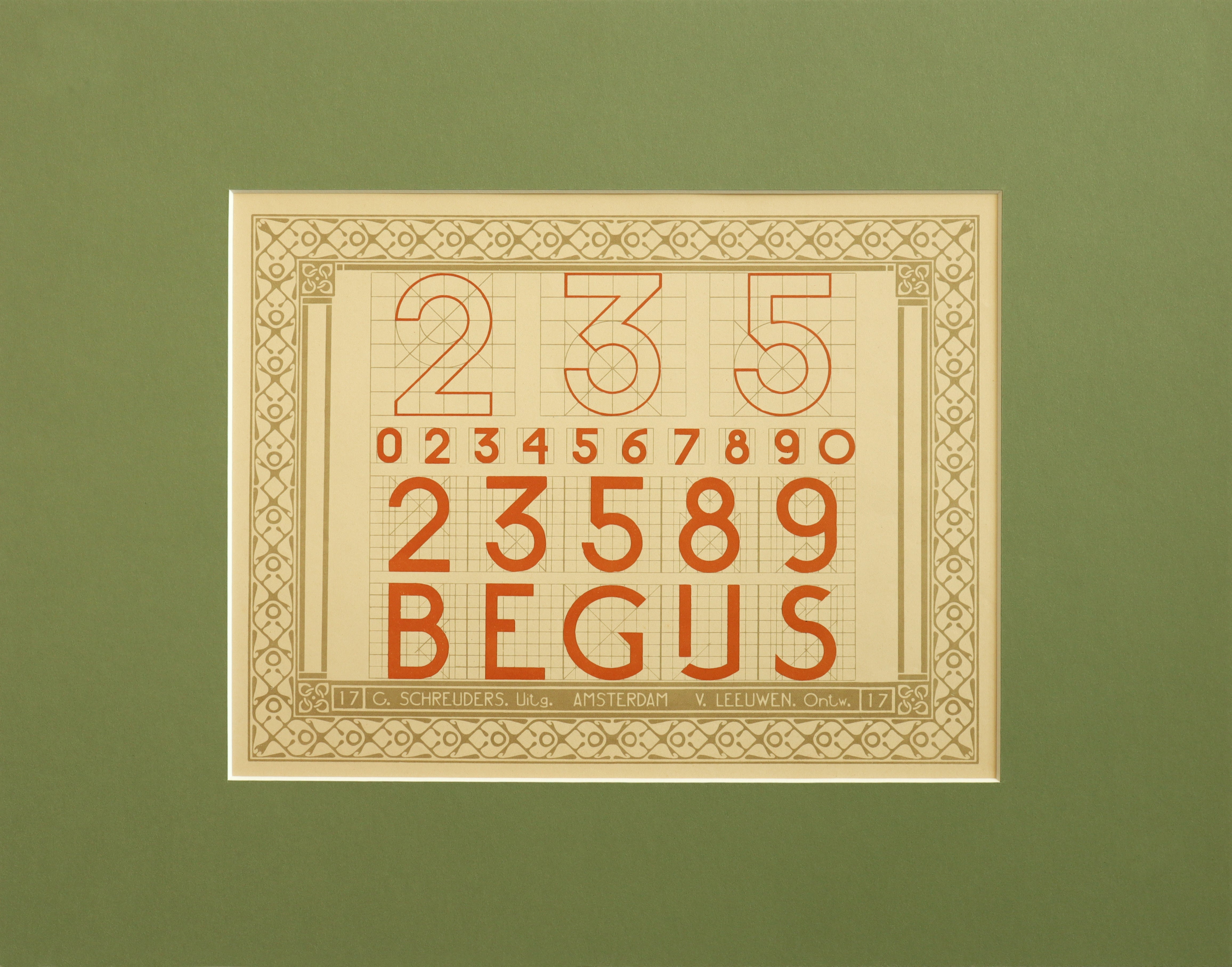 Antique 1907 Dutch Letterpress Sheet - Vintage Matted Print (235 0234567890 23589 BEGUS) - Perfect for Home Decor, Office Art & Historical Collectibles