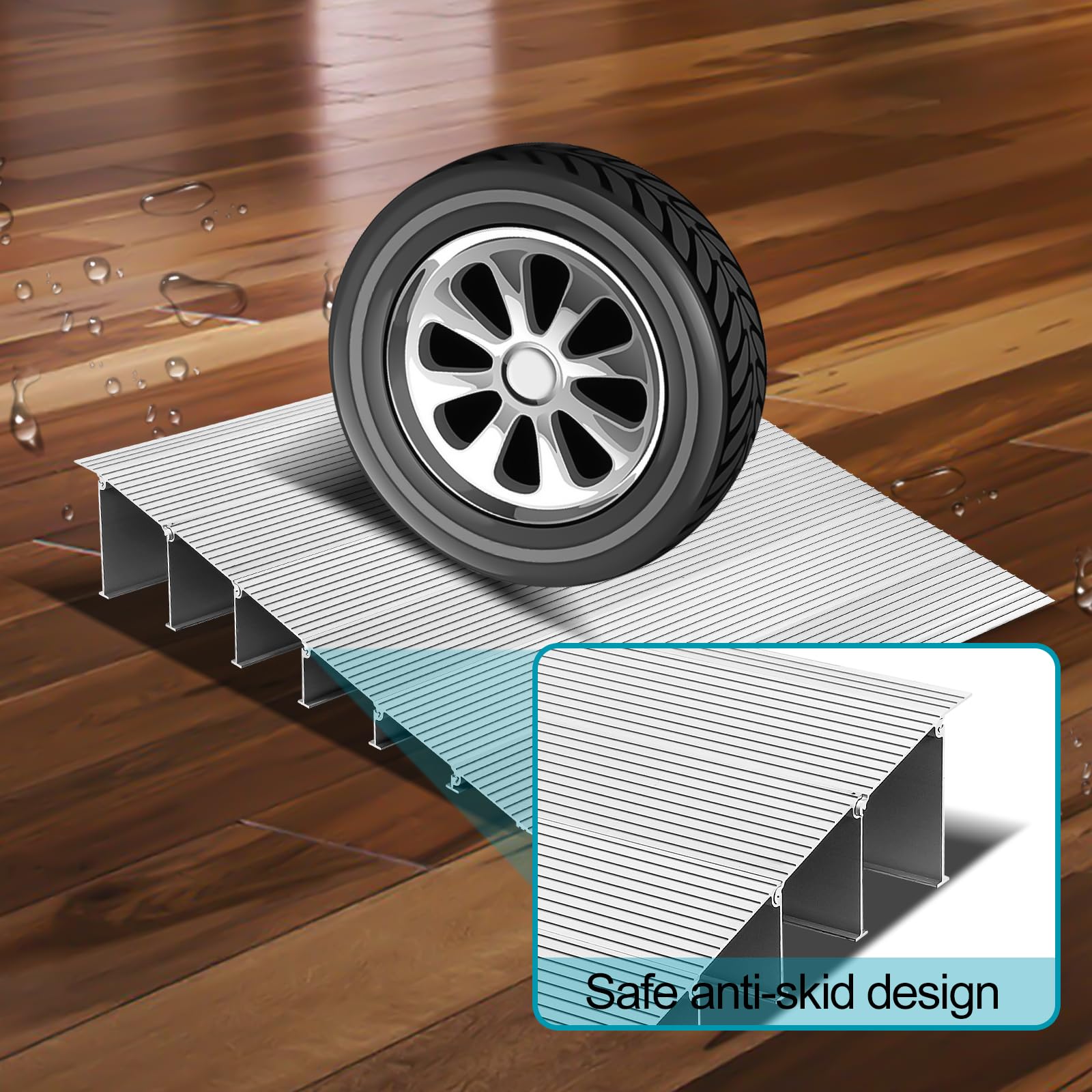 Threshold Ramp Aluminum Door Entry Ramp 800Lbs Load Capacity - Adjustable Wheelchair Ramp for Strollers, Scooters & Power Chairs - 6 Inch Heavy Duty Access Ramp for Home, Business & Outdoor Use