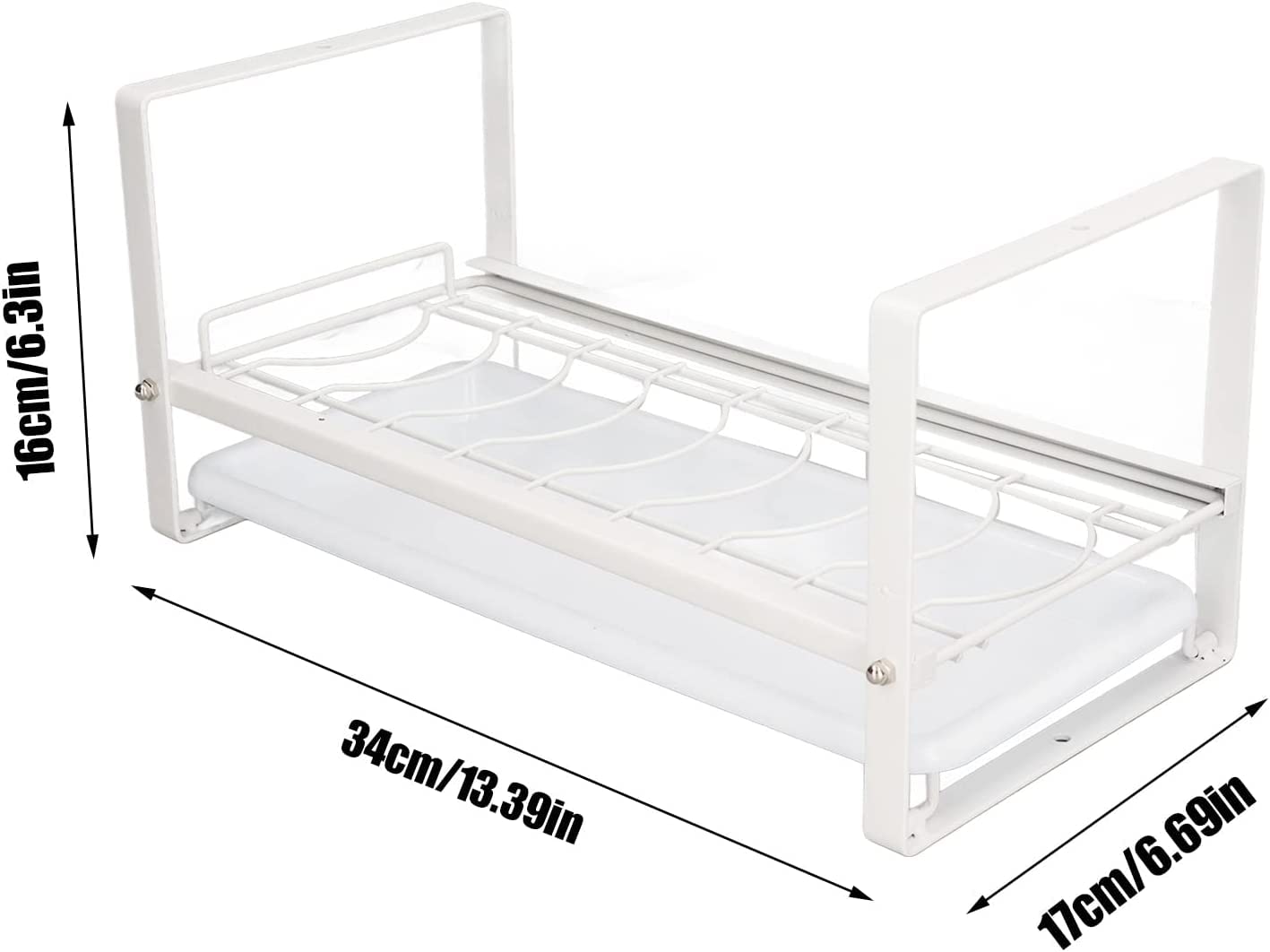 MosQuick® Stainless Steel Dish Drying Rack with Drain Tray - Space Saving Kitchen Organizer for Utensils & Cookware - Perfect for Small Kitchens, Countertop Storage & Dish Drying (White)