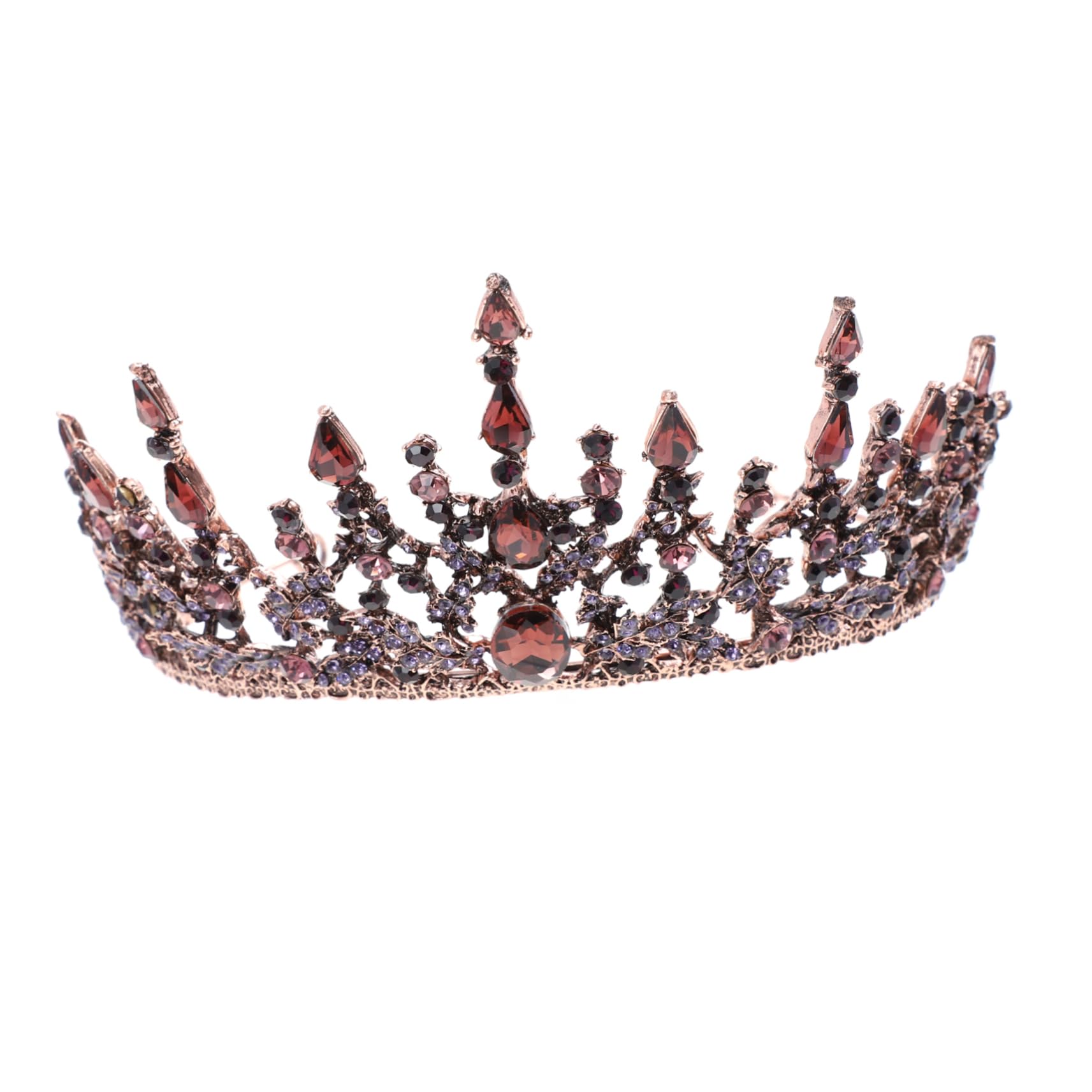 POPETPOP 1pc Crystal Bridal Crown Headpiece for Women - Vintage Rhinestone Tiara Hair Accessory for Wedding, Birthday, Pageant - Purple Alloy Bridesmaid Decorations (Perfect for Bridal Shower, Prom, Photo Shoot)