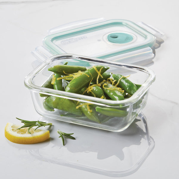 Airtight Leakproof Borosilicate Glass Food Storage Containers with Vent Lids - BPA Free Rectangle Kitchen Organizers for Meal Prep, Leftovers & Pantry Storage