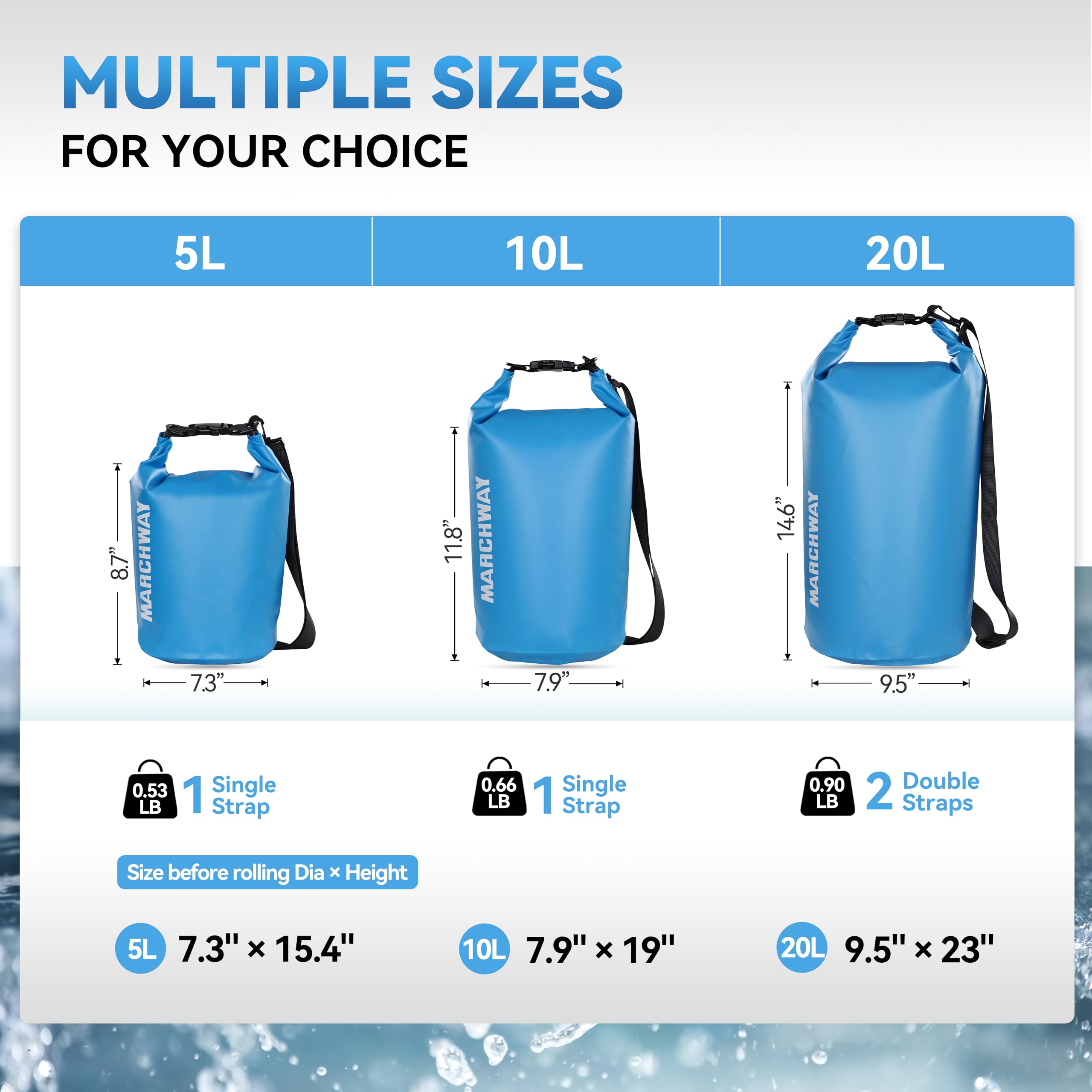 Waterproof Dry Bag Backpack 5L 10L 20L 30L 40L - Floating Roll Top Sack for Kayaking, Rafting, Boating, Swimming, Camping, Hiking, Beach & Fishing - Keeps Gear Dry in Any Water Adventure