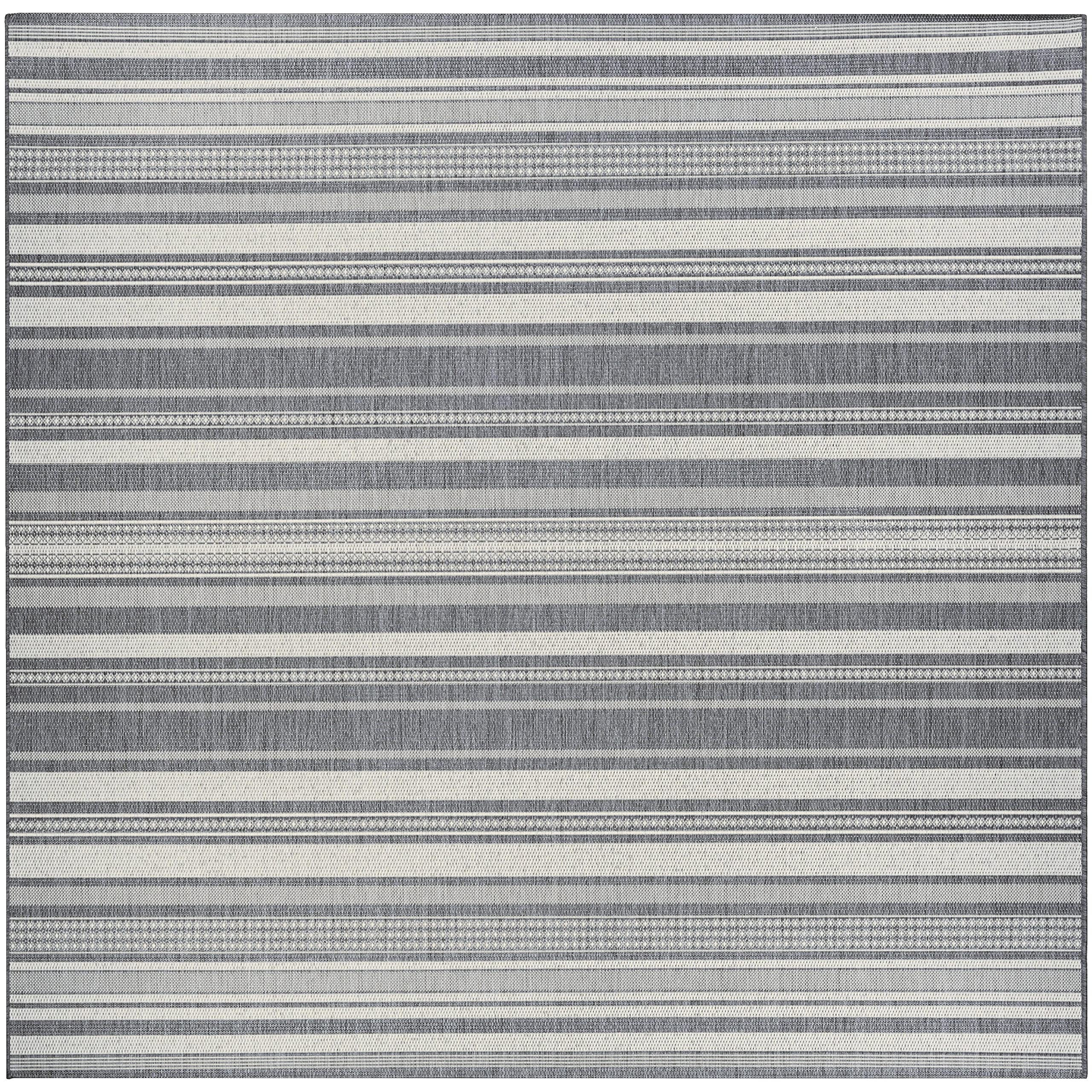 Dream Decor Rugs Pergola Bower Stripe Indoor Outdoor Area Rug Champagne Grey 7'6
